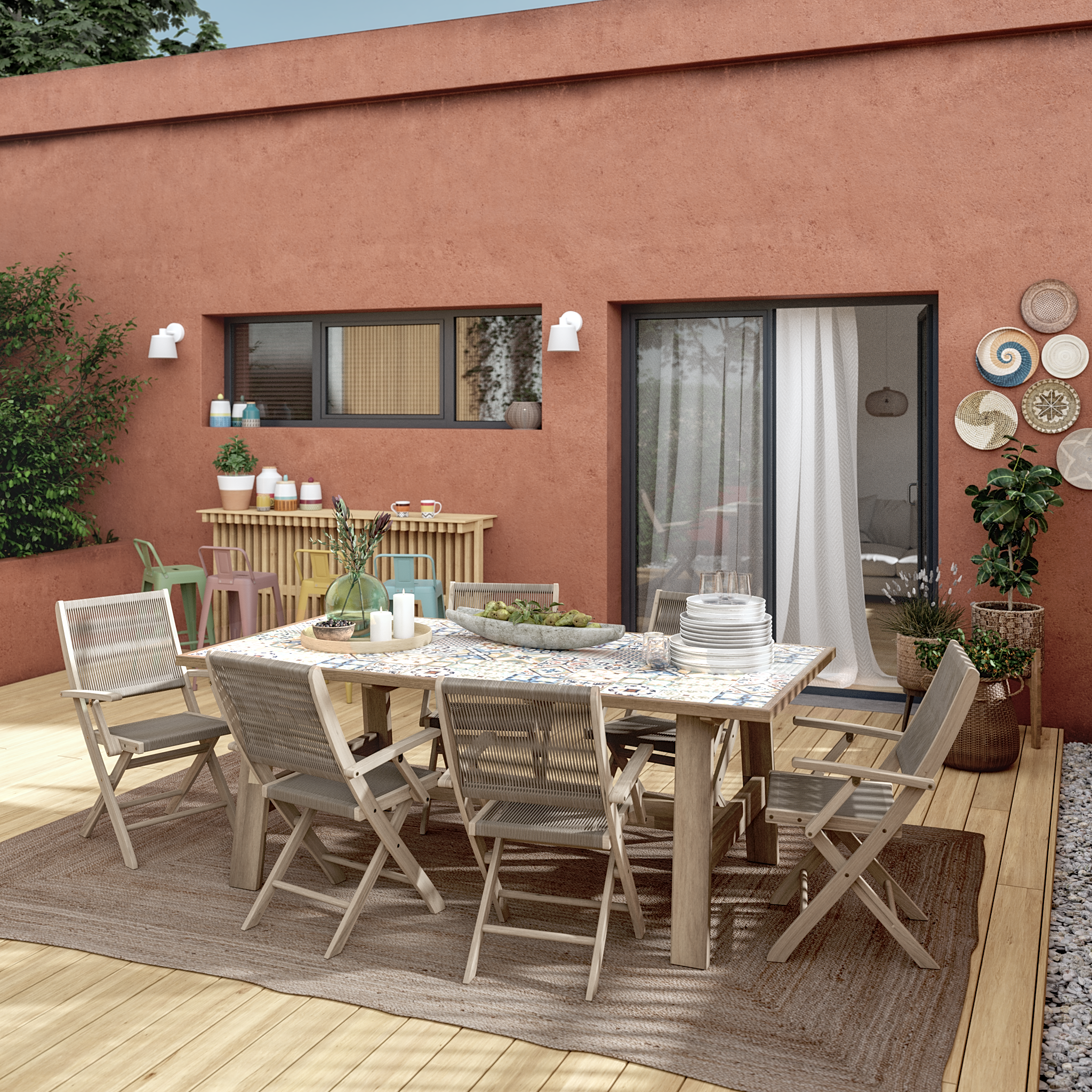 Mesa de jardín de acacia y cerámica NATERIAL Soho 100x75x200 cm - 3