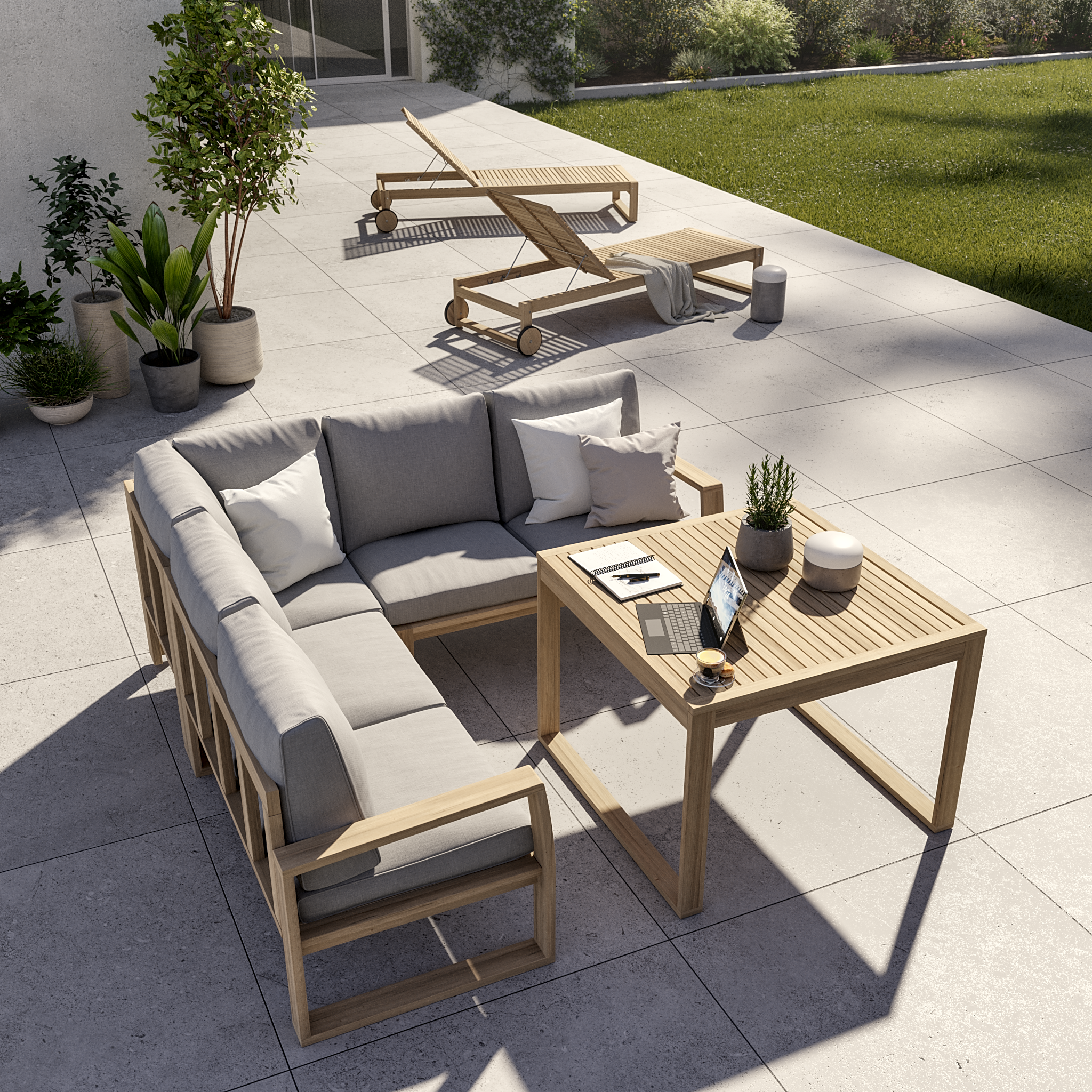 Conjunto de jardín solaris de acacia para 5 personas
