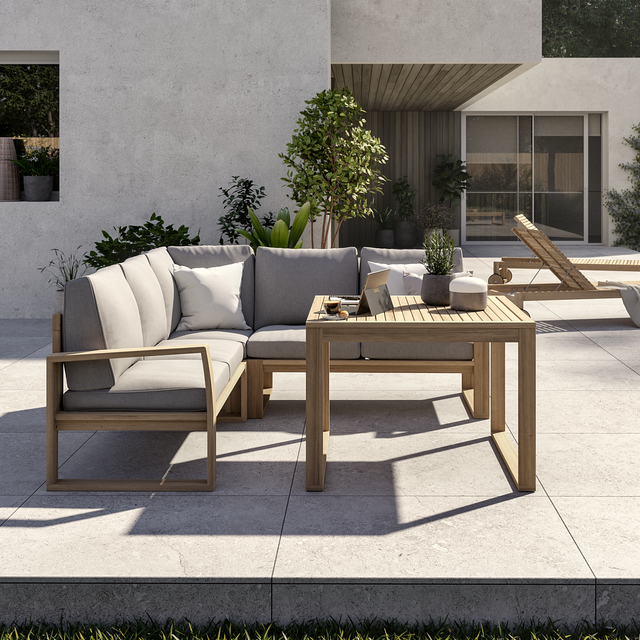 Conjunto de sofás y mesa baja Solaris de madera acacia para 6 personas