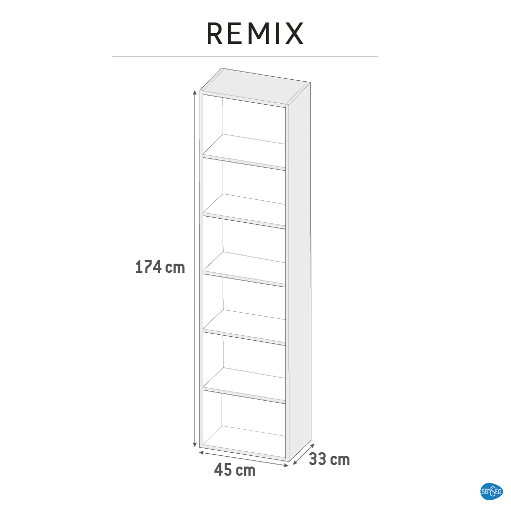 Colonne, l.45 x H.172.9 x P.33cm, Blanc-Blanc 0, Remix - 7