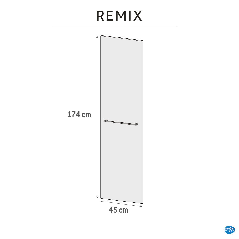 Porte, l.45 x H.173 x P.45cm, Chêne Naturel, Remix - 7