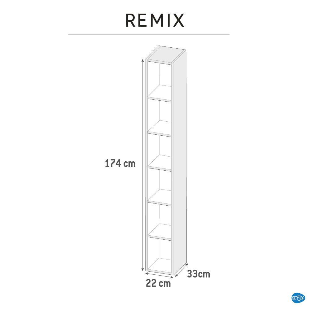 Caisson colonne l.22 x H.173 x P.33 blanc brillant, Remix - 6