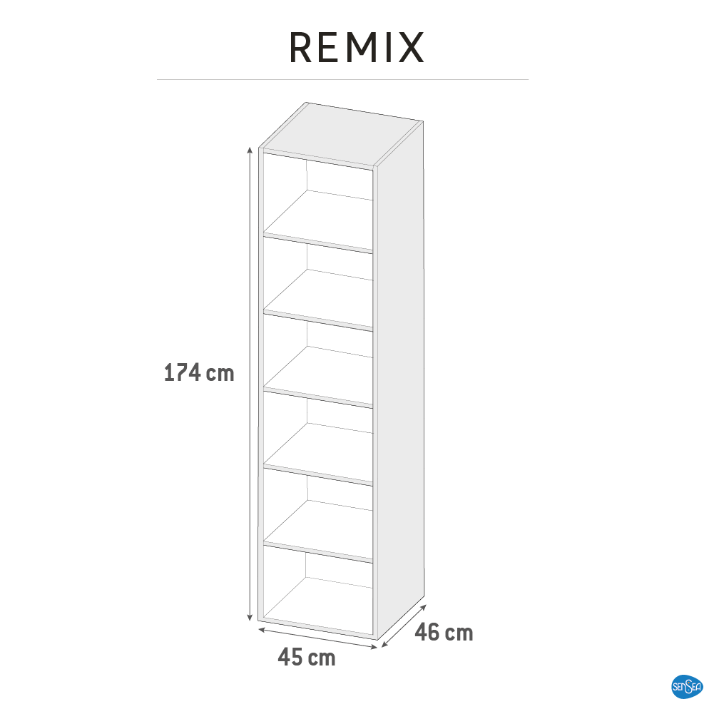 Colonne, l.45 x H.172.9 x P.46cm, Blanc-Blanc 0, Remix - 8