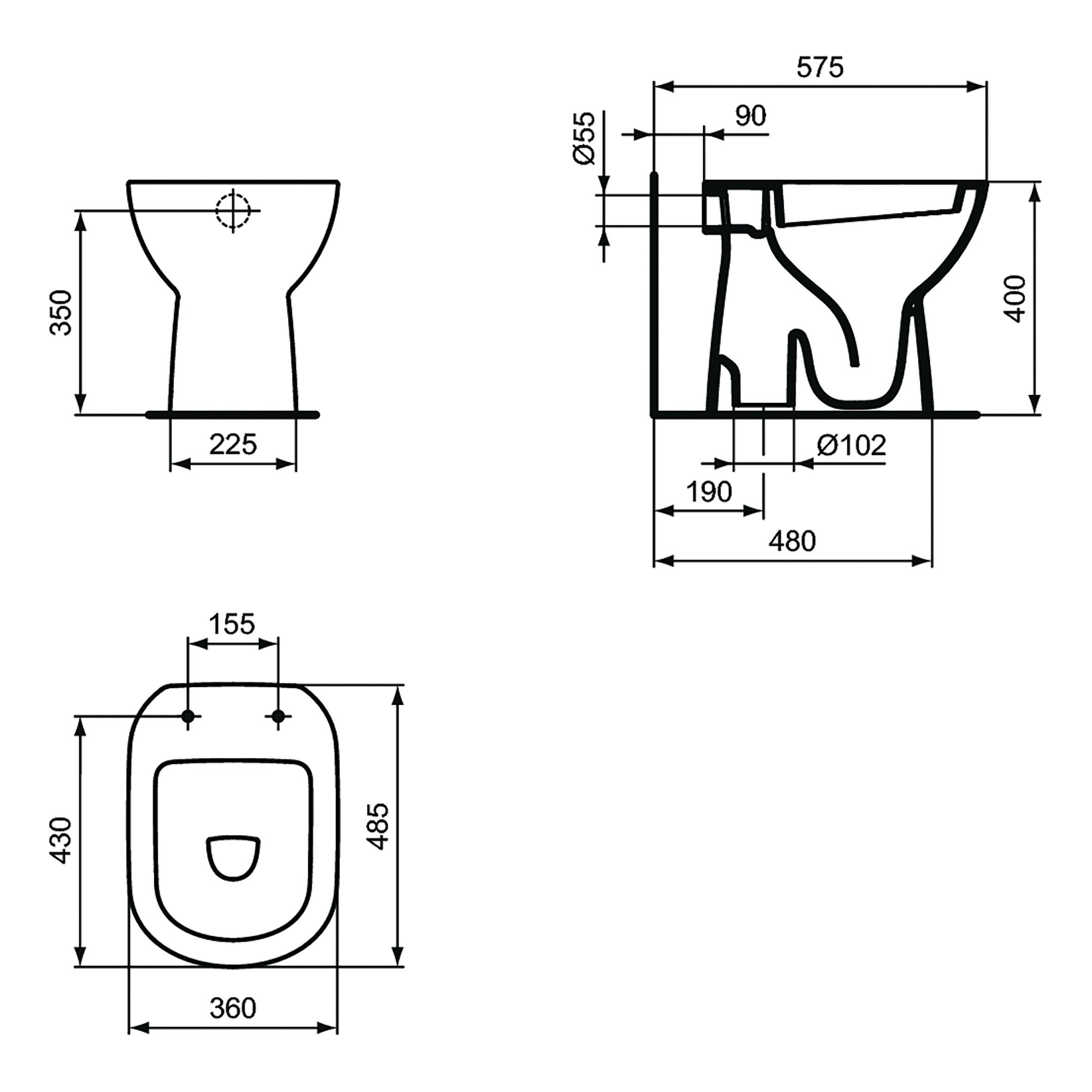 Vaso WC distanziato IDEAL STANDARD i.life a scarico pavimento, sedile escluso P 48.5 x L 36 x H 40 cm bianco - 6