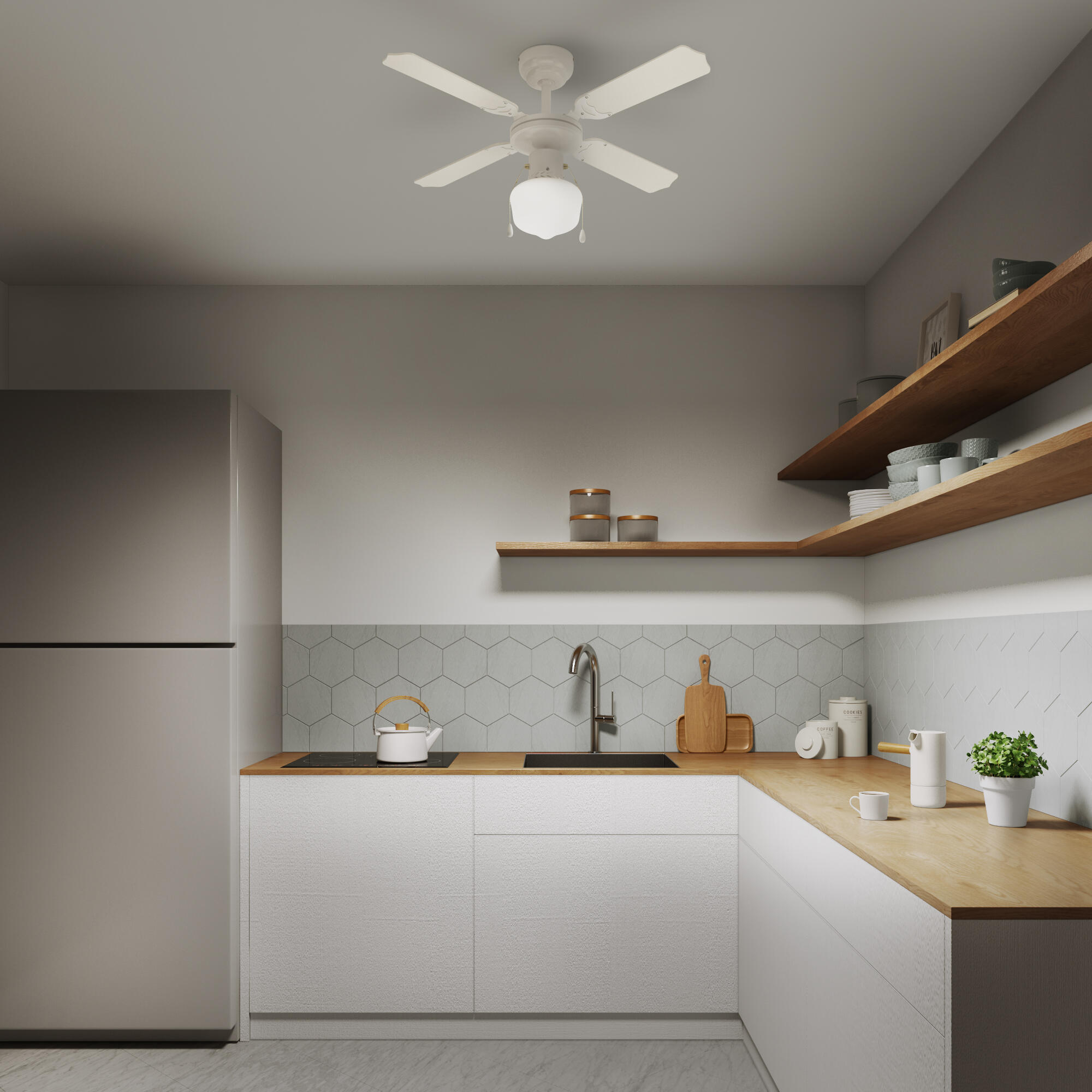 Ventilador de techo con luz AC ø91 cm Barbade blanco/beige E27 4 aspas de madera |3 velocidades |modo verano/invierno | recomendado para <13m² - 21