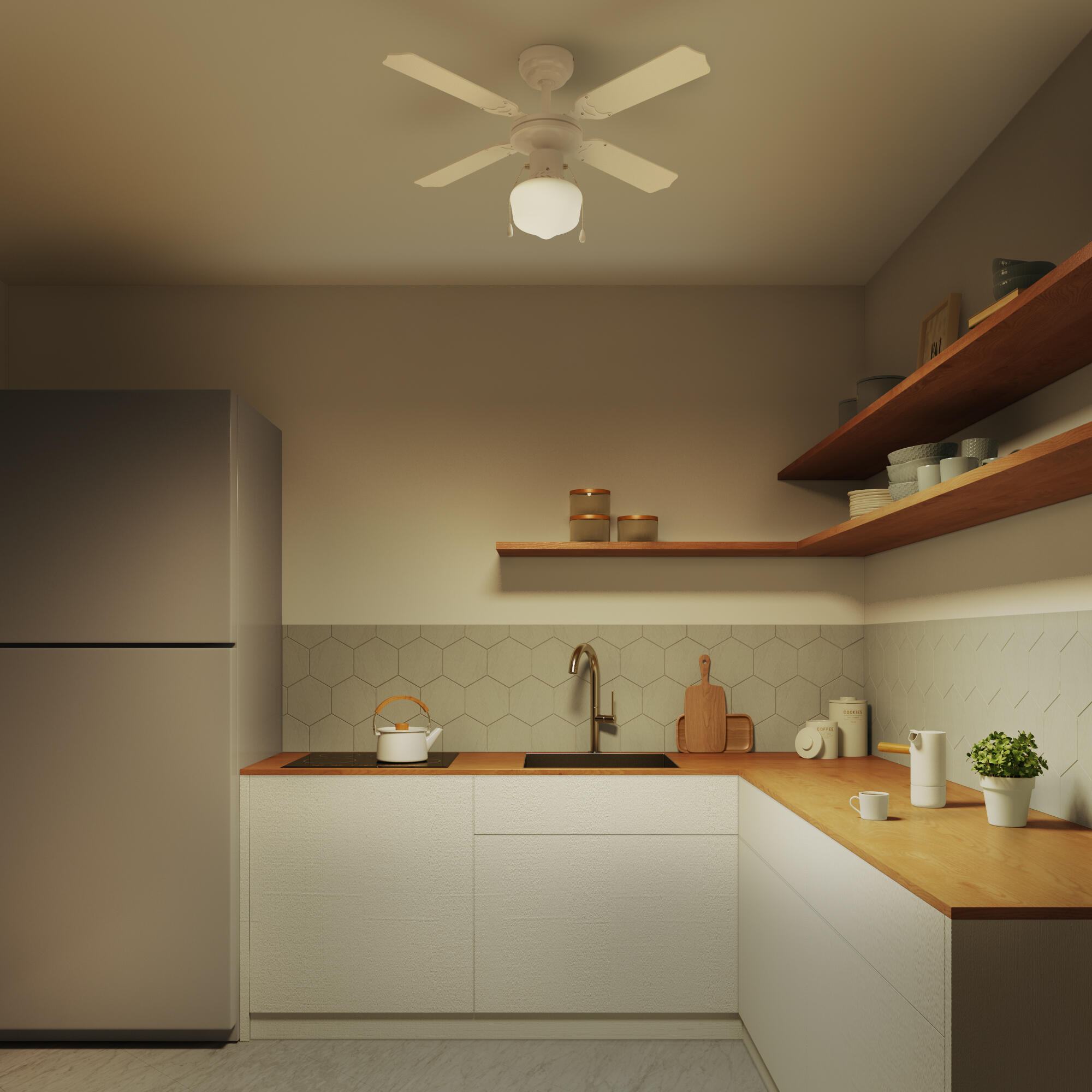 Ventilador de techo con luz AC ø91 cm Barbade blanco/beige E27 4 aspas de madera |3 velocidades |modo verano/invierno | recomendado para <13m² - 24