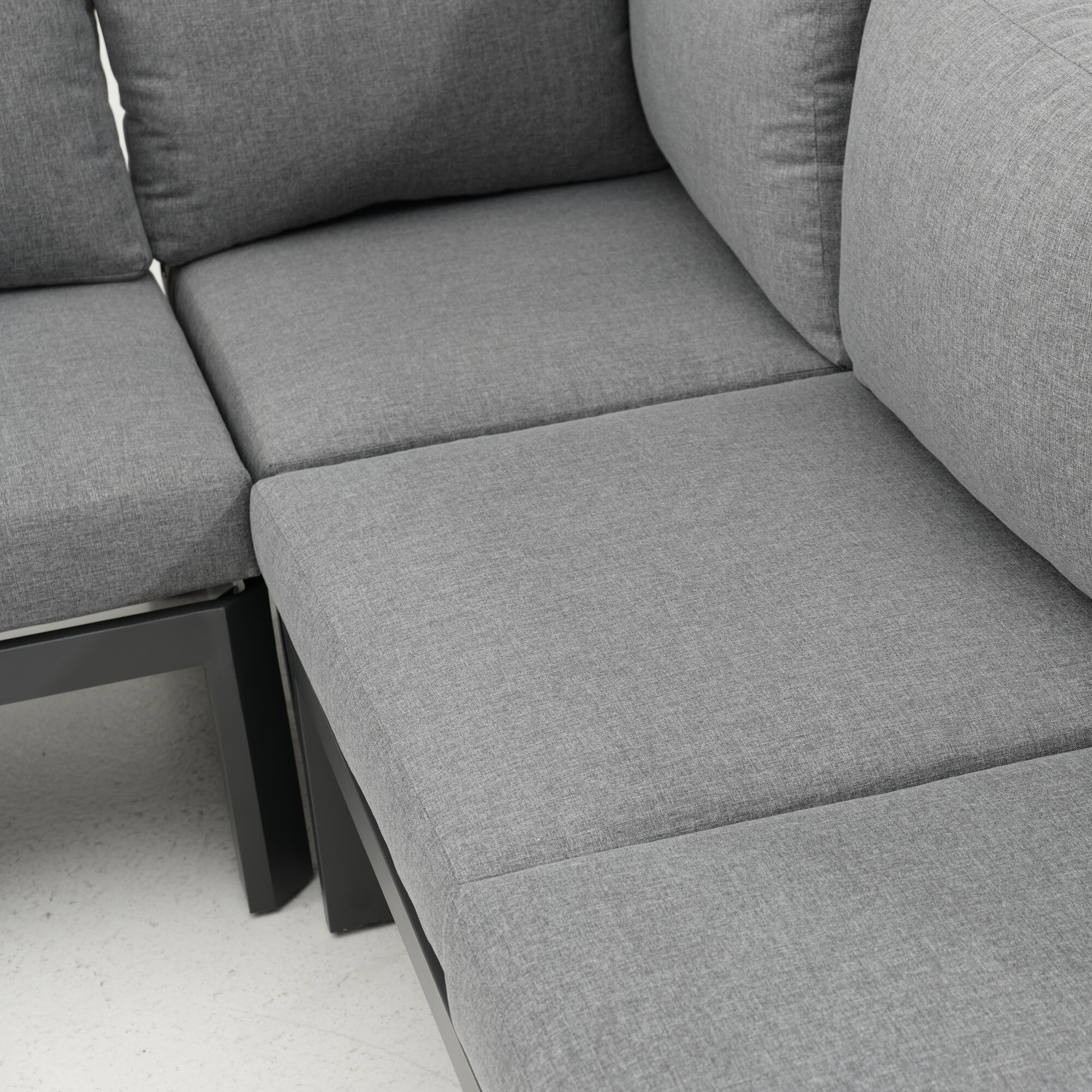 Salotto da giardino angolare per 5 persone marrone Bali NATERIAL con cuscini in poliestere grigio - 19