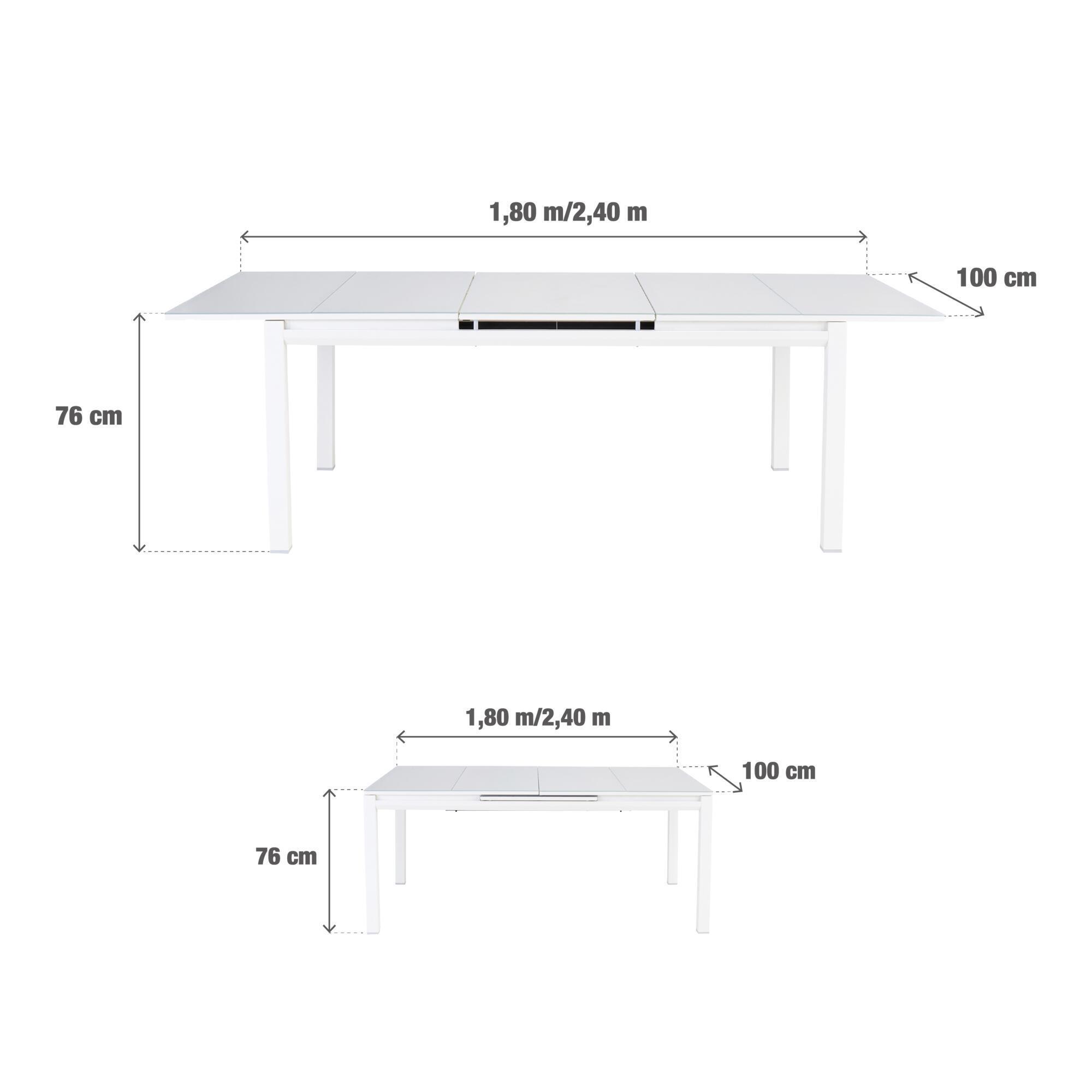 Mesa de alumínio NATERIAL ODYSSEA 180/240X100CM BRANCO - 9