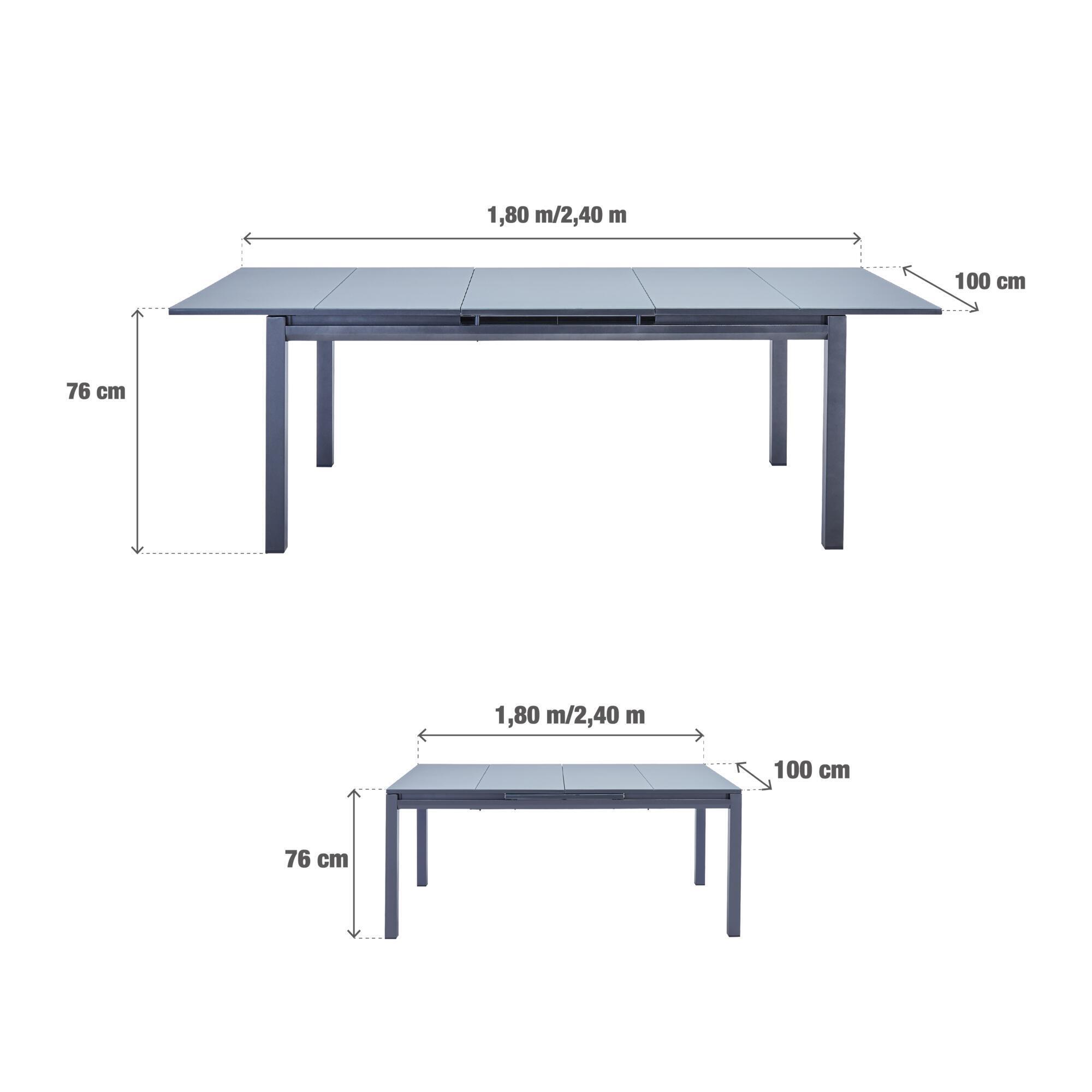 Tavolo da giardino allungabile Odyssea II NATERIAL in alluminio antracite con piano in vetro per 6 persone 180/240x100cm - 28