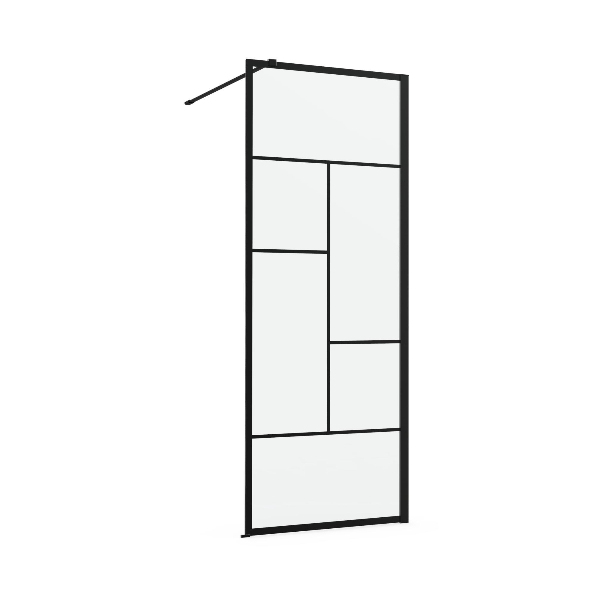 Paroi de douche industrielle verre transparent, l.80 cm, Ep.8 mm, noir Studio - 2