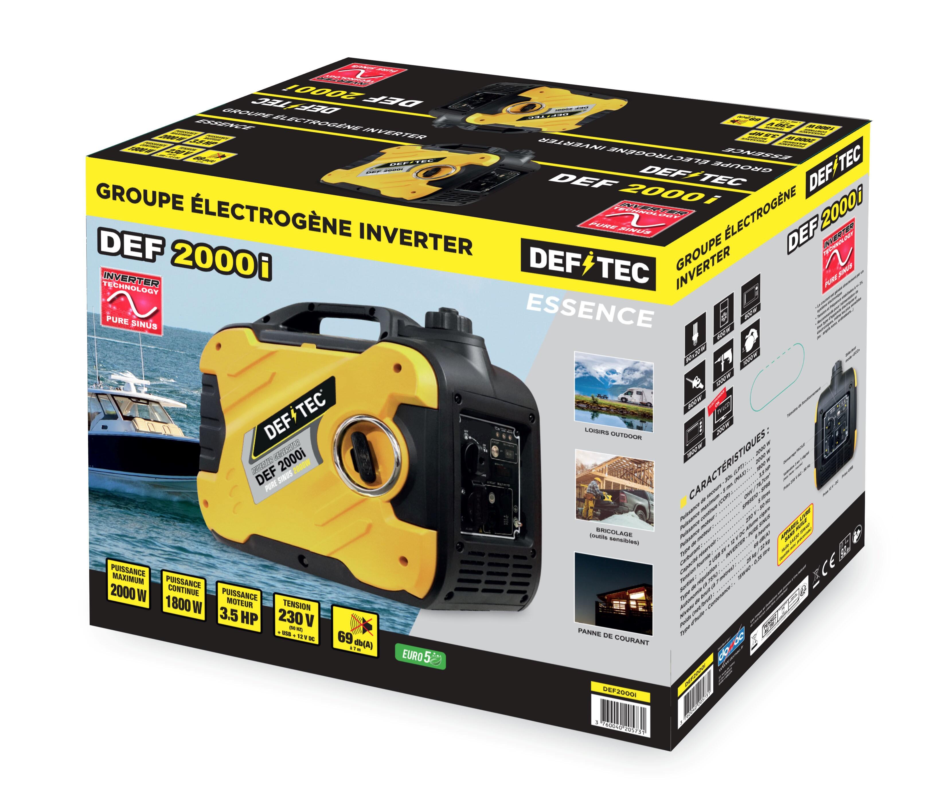 Groupe électrogène inverter essence sans plomb 1800W DEFITEC 2000i - 2