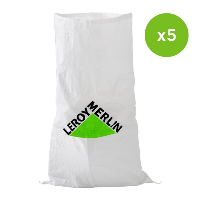 Lot de 5 sacs à gravats H.100 x l.60 cm x Ep.120µm blanc