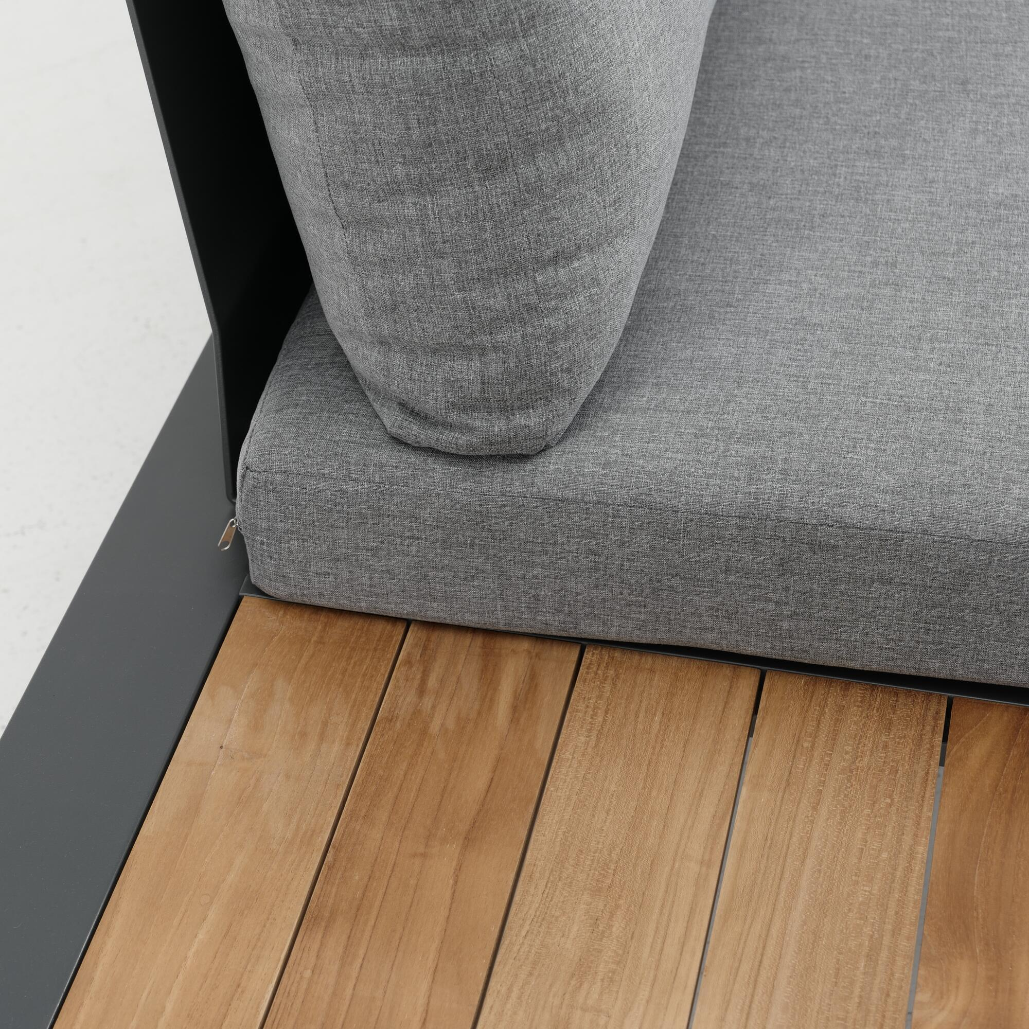 Salotto da giardino angolare per 5 persone marrone Bali NATERIAL con cuscini in poliestere grigio - 16