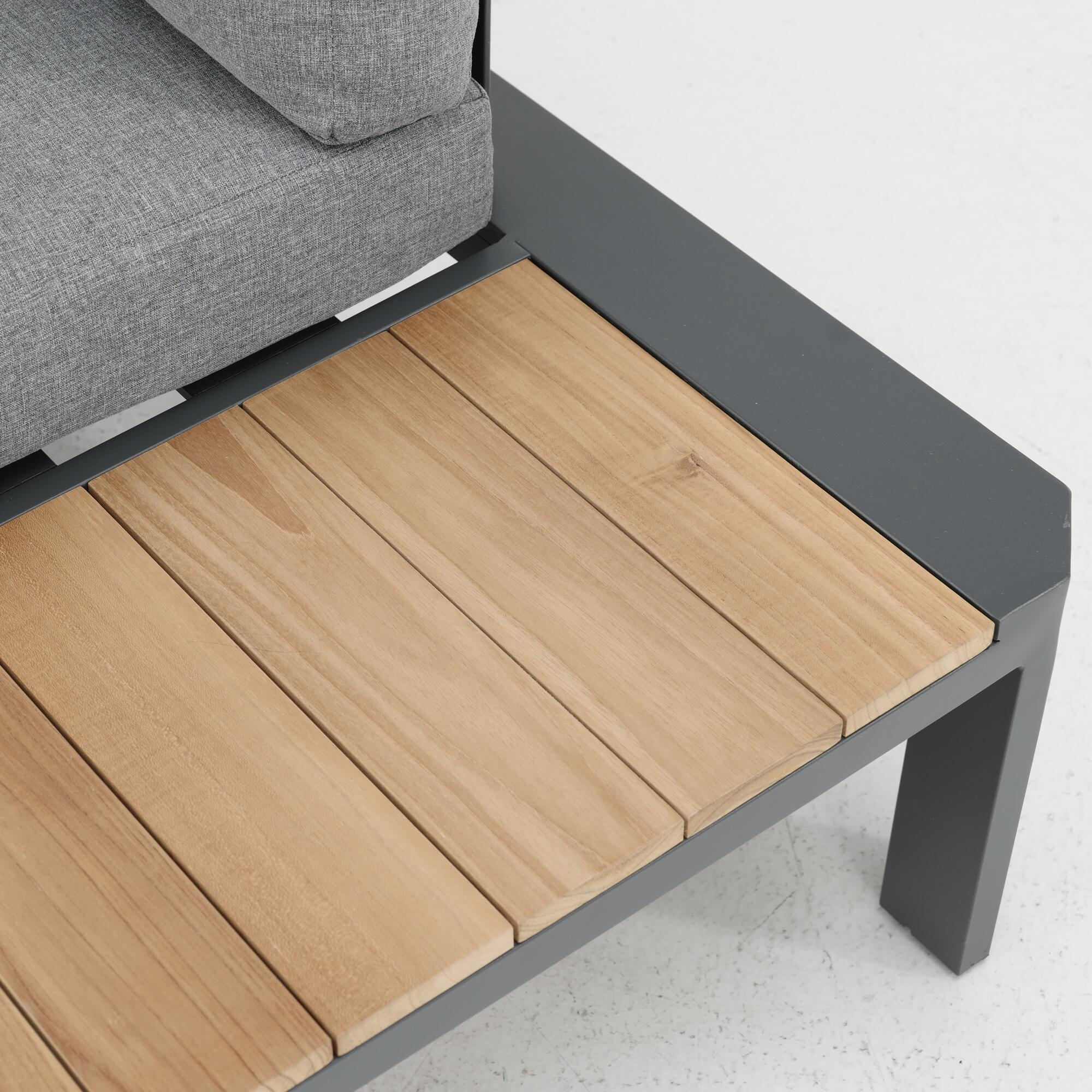 Salotto da giardino angolare per 5 persone marrone Bali NATERIAL con cuscini in poliestere grigio - 14