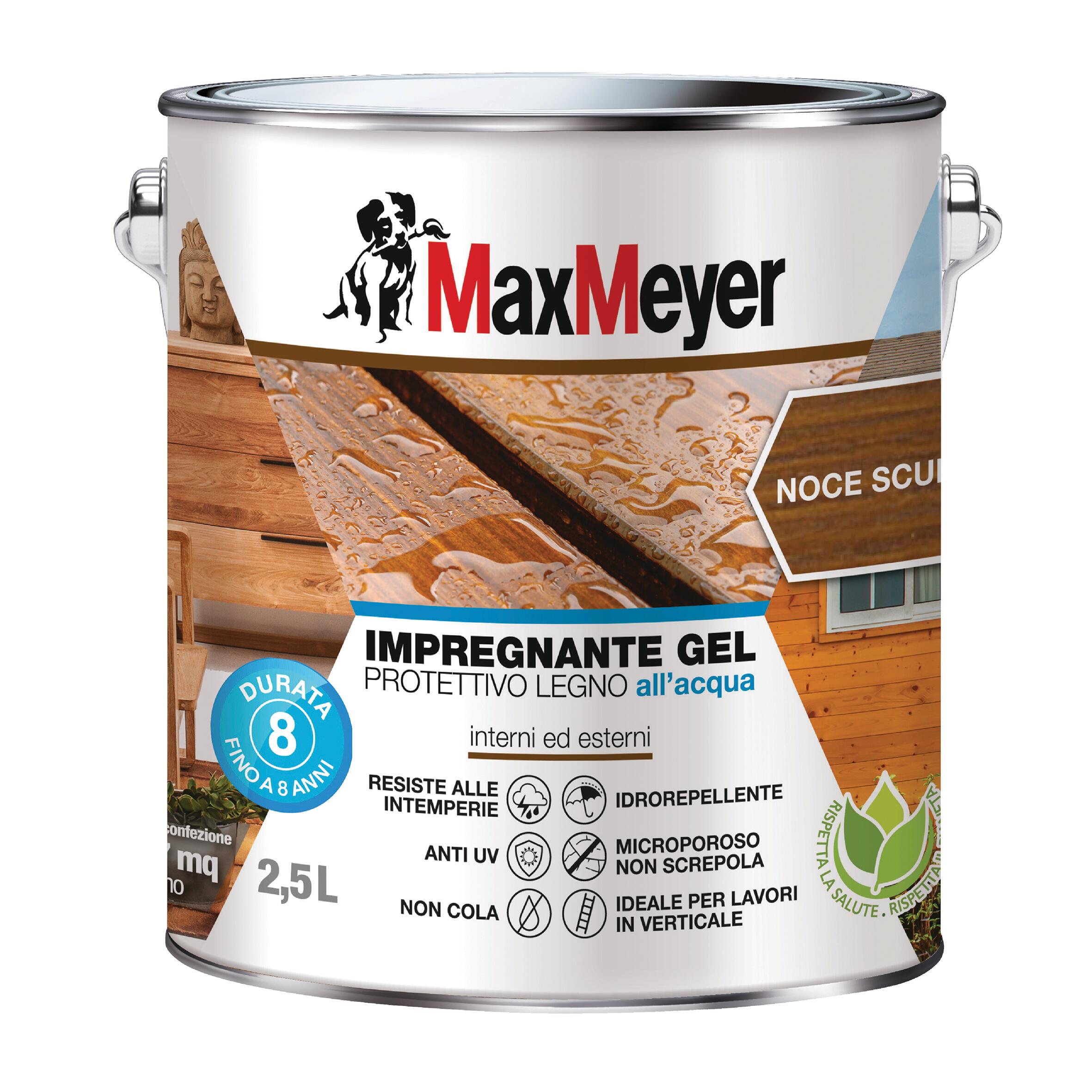 Impregnante per legno da esterno a base acqua MAXMEYER Gel noce scuro opaco 2.5 lt, 8 anni di protezione. - 10