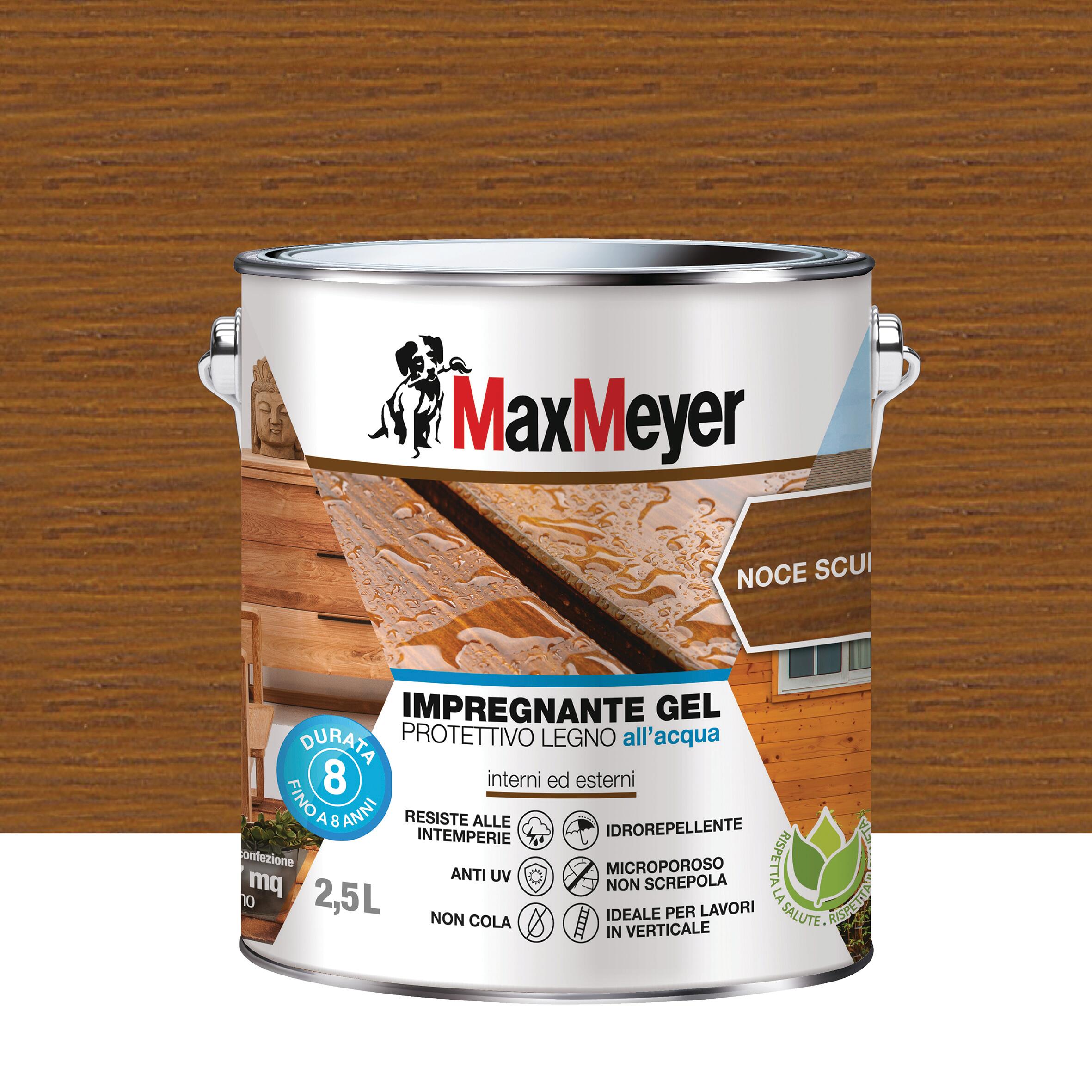 Impregnante per legno da esterno a base acqua MAXMEYER Gel noce scuro opaco 2.5 lt, 8 anni di protezione. - 5