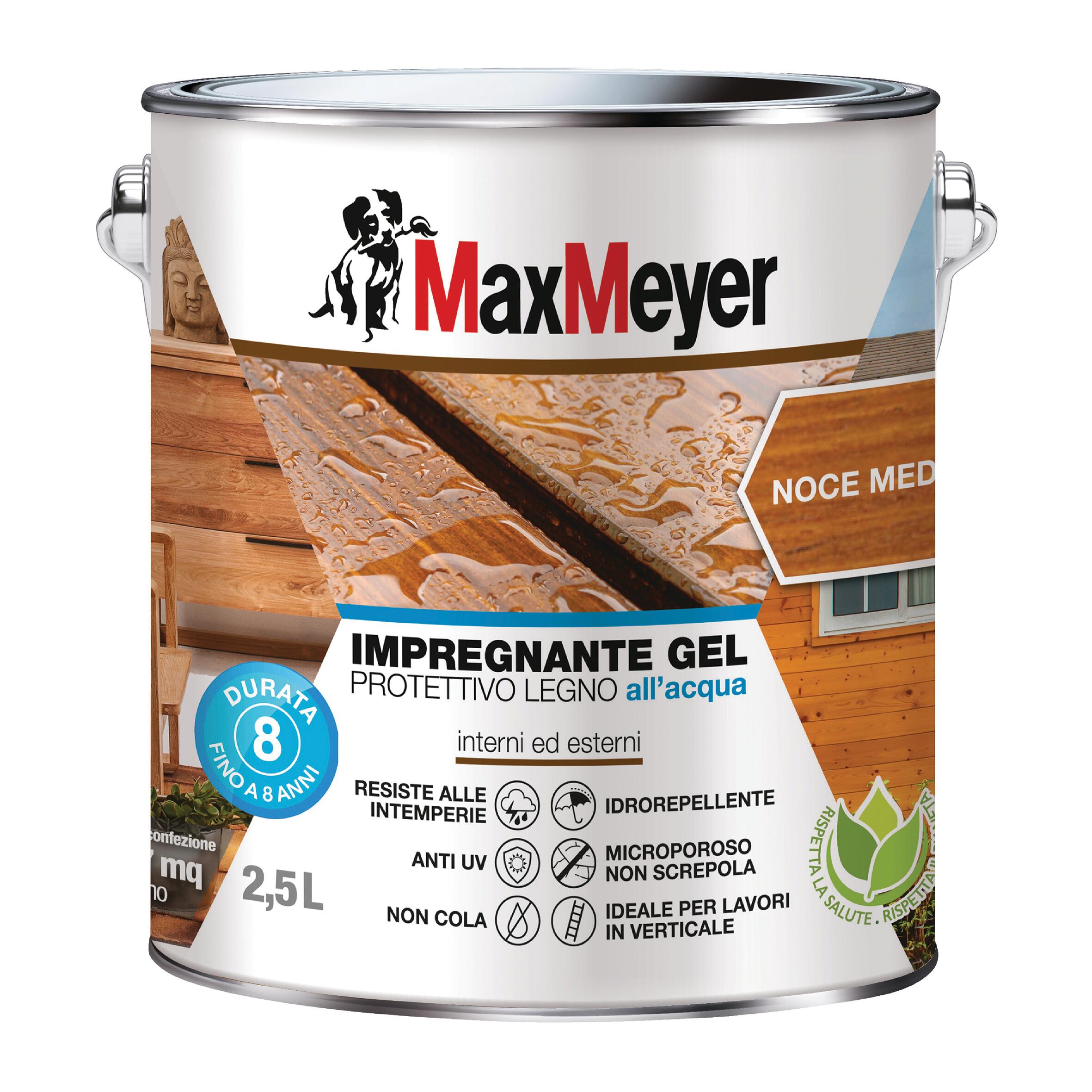 Impregnante per legno da esterno a base acqua MAXMEYER Gel noce medio opaco 2.5 lt, 8 anni di protezione. - 10