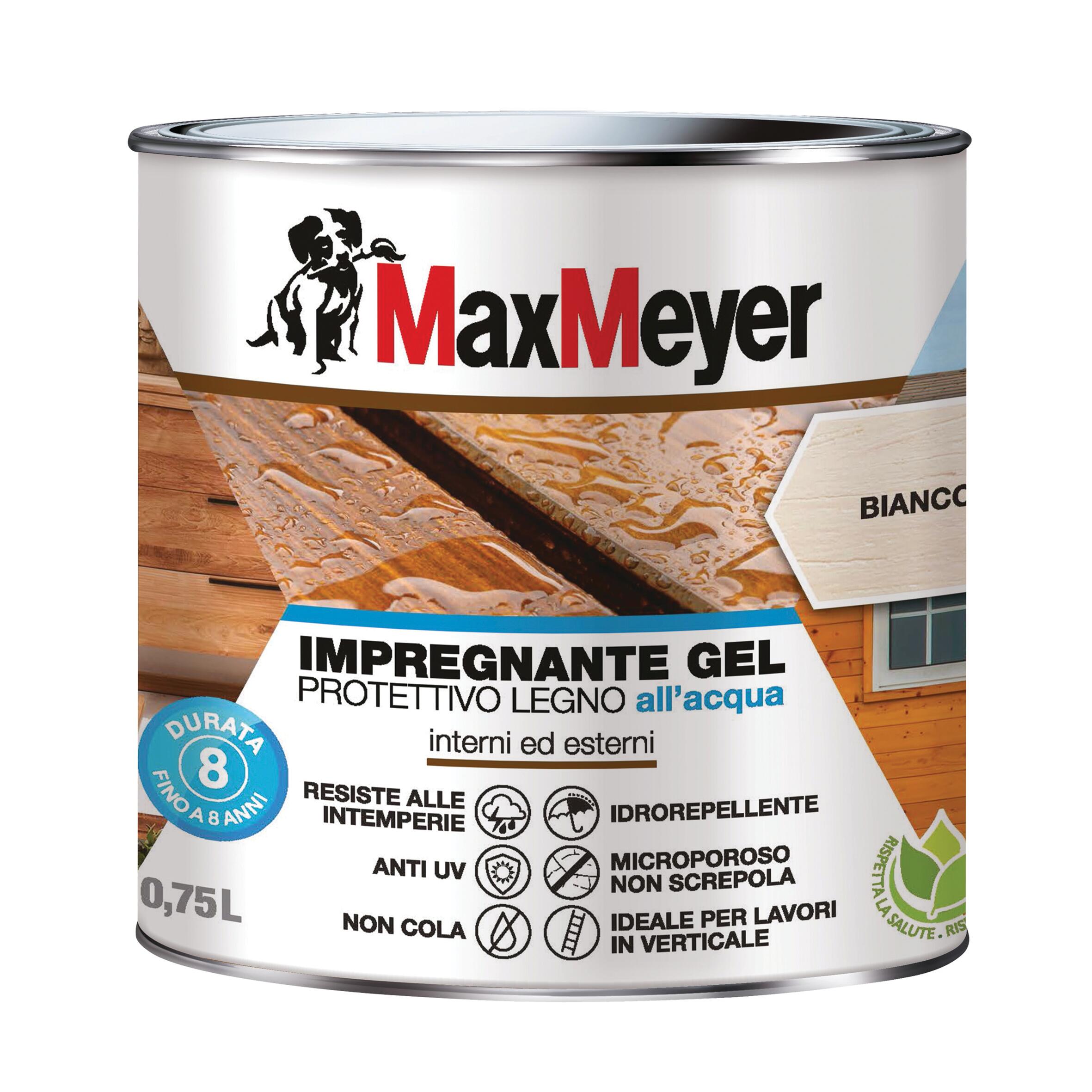 Impregnante per legno da esterno a base acqua MAXMEYER Gel bianco opaco 0.75 lt, 8 anni di protezione. - 9