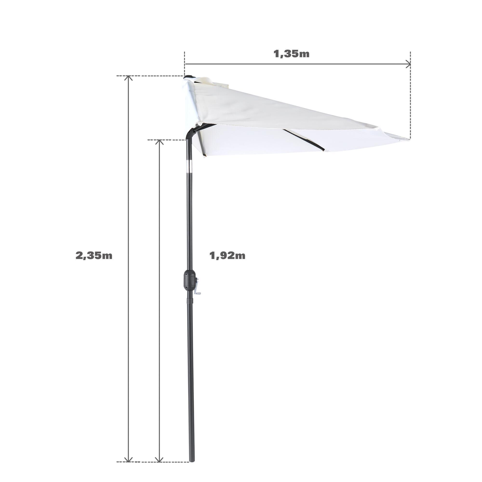 Ombrellone centrale grigio Arkea NATERIAL con telo 1/2 cerchio bianco L 268 x P 135 x H 235 cm - 11
