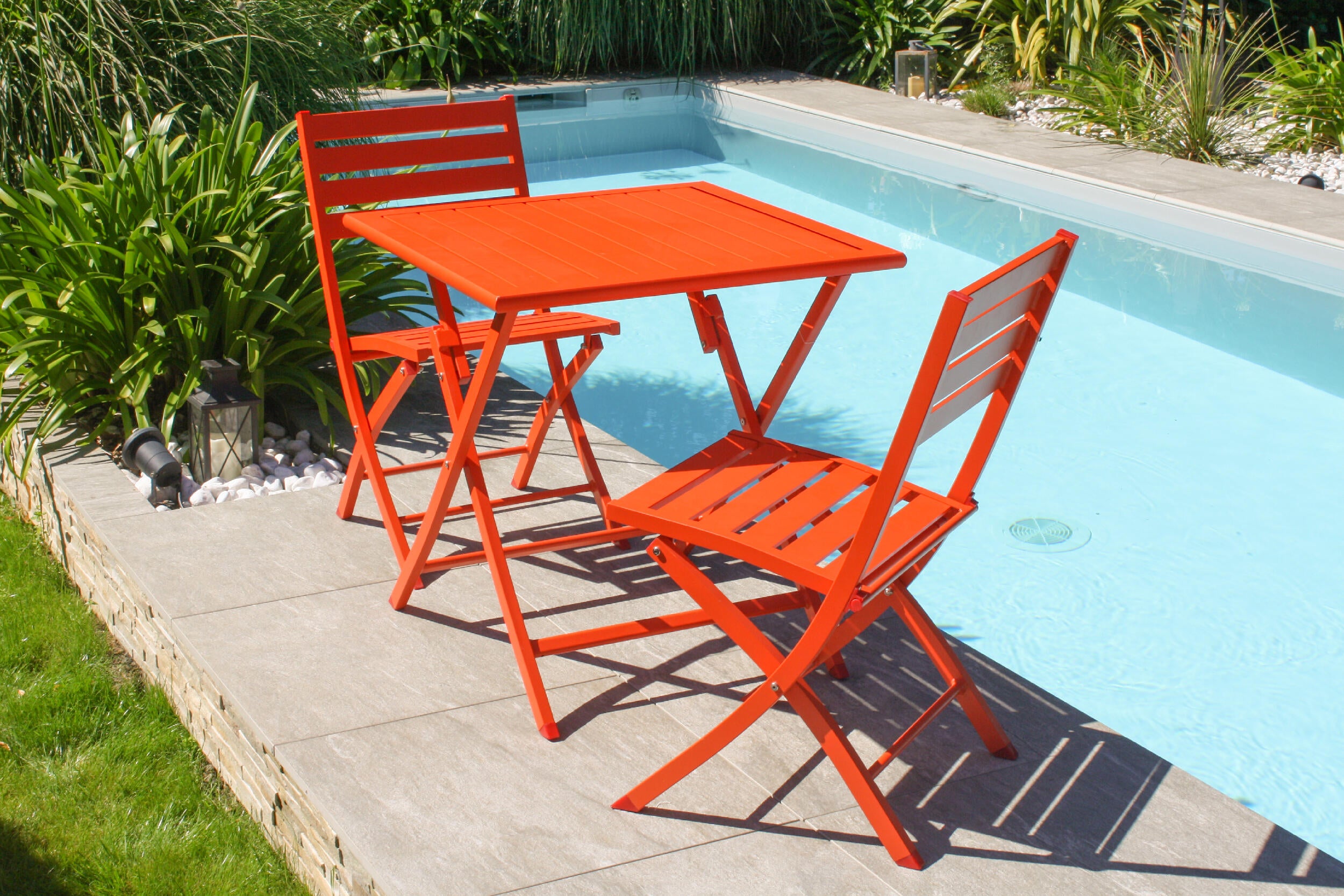 Table de jardin pliante Marius carré orange / cuivré 2 personnes - CITY GARDEN - 2