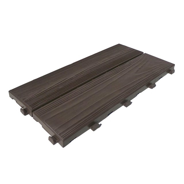 Piastrella a incastro da esterno in polietilene marrone L 38 x L 19 cm x Sp. 17 mm, 7 pezzi EASYWOOD