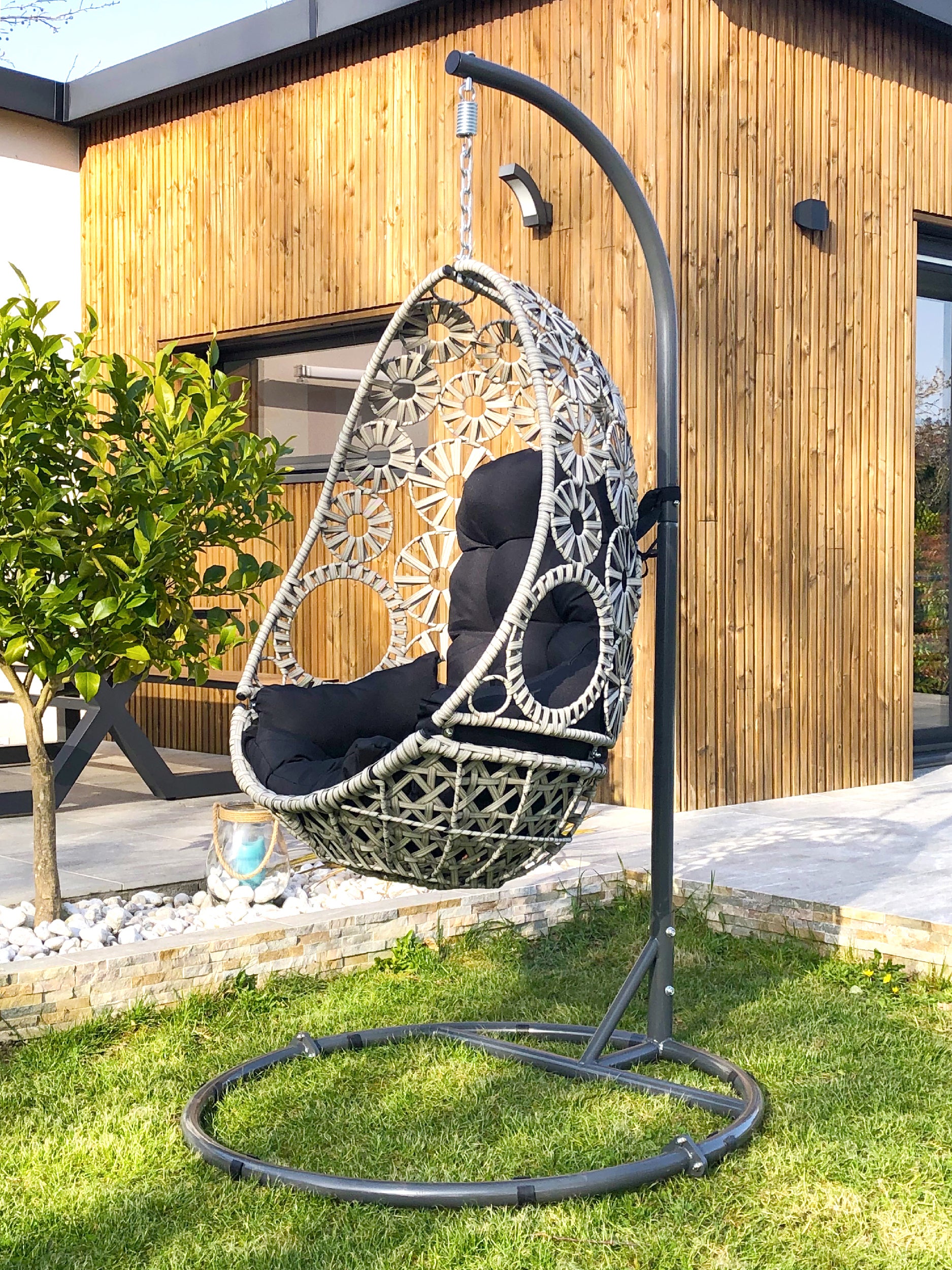 Balancelle en acier beige DCB GARDEN Samoa l.115 x P.43 x H.210 cm - 4
