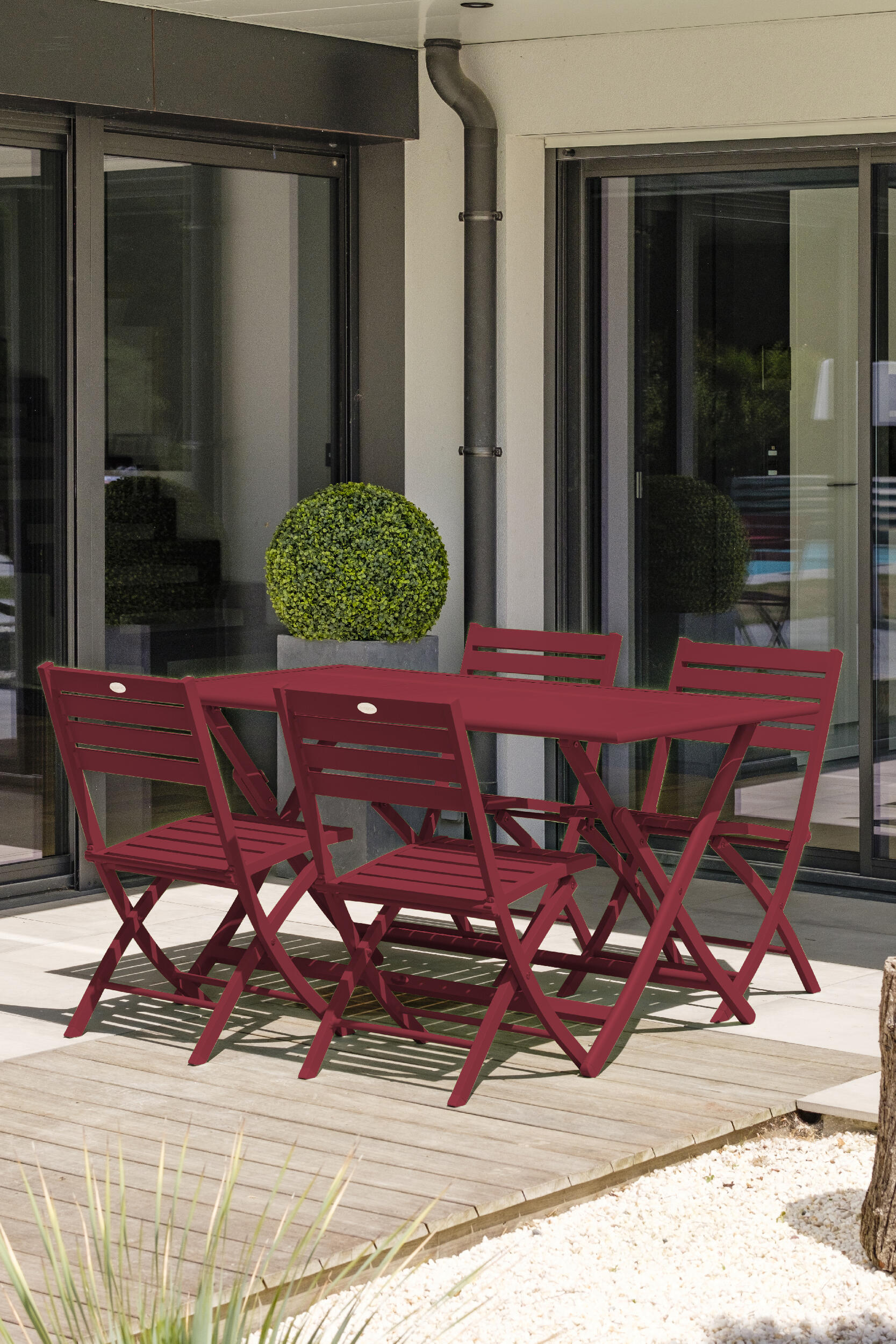 Table de jardin pliante Marius rectangulaire rouge 4 personnes - CITY GARDEN - 3