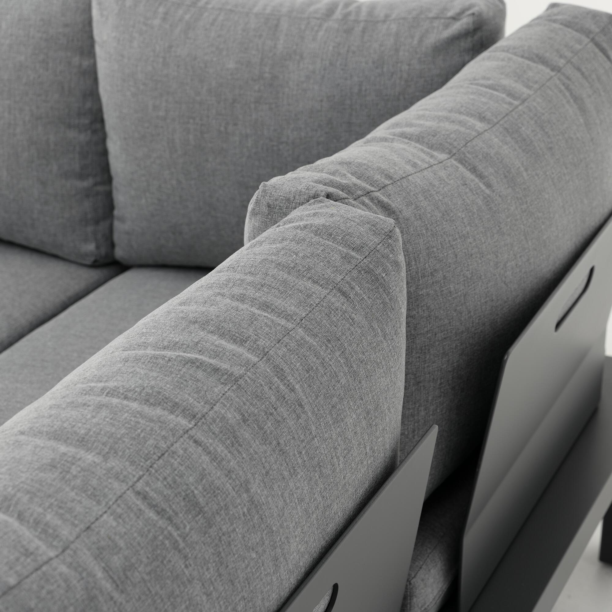 Salotto da giardino angolare per 5 persone marrone Bali NATERIAL con cuscini in poliestere grigio - 15