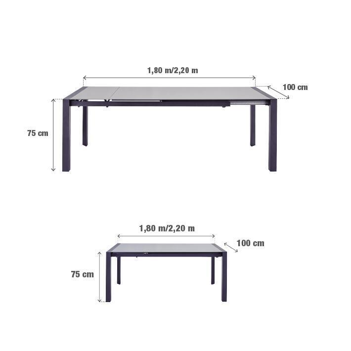 Mesa de alumínio NATERIAL AQUILA II 180/220X100CM ANTRACITE - 10