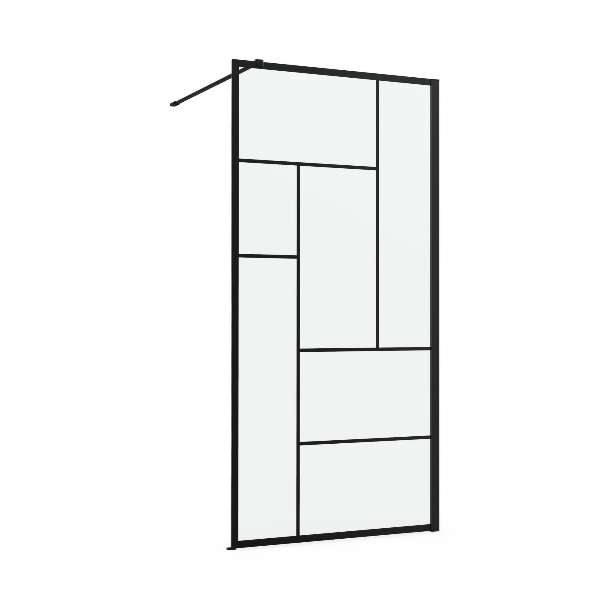 Paroi de douche industrielle verre transparent, l.100 cm, Ep.8 mm, noir Studio - 3