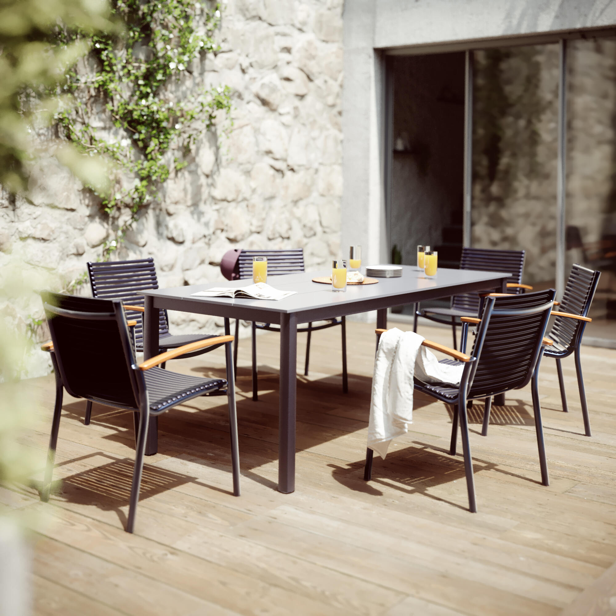 Mesa de jardín NATERIAL Dora II Fix de aluminio de 89x75x206 cm - 6