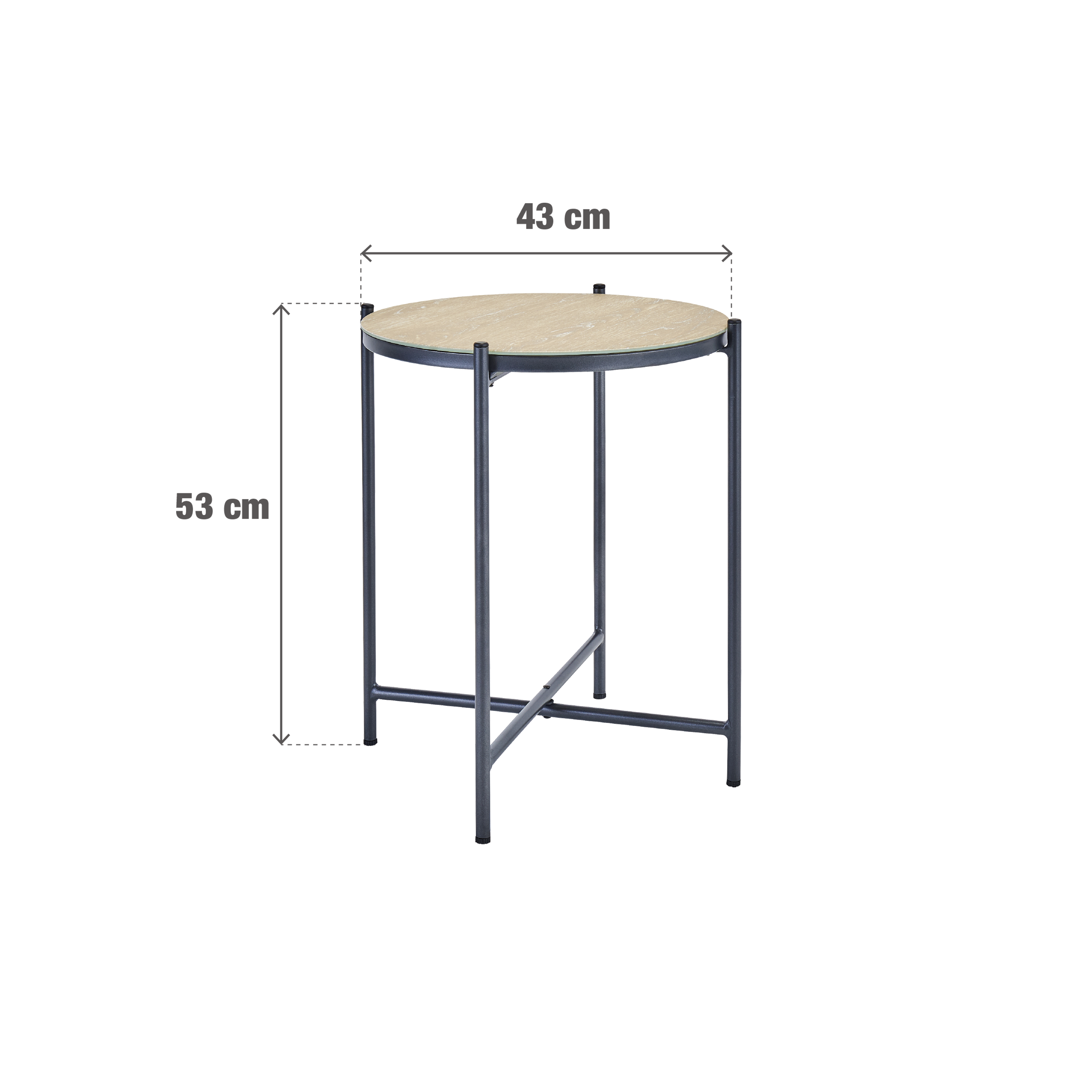 Mesa auxiliar de metal naterial mobis de ø 43 cm efecto madera
