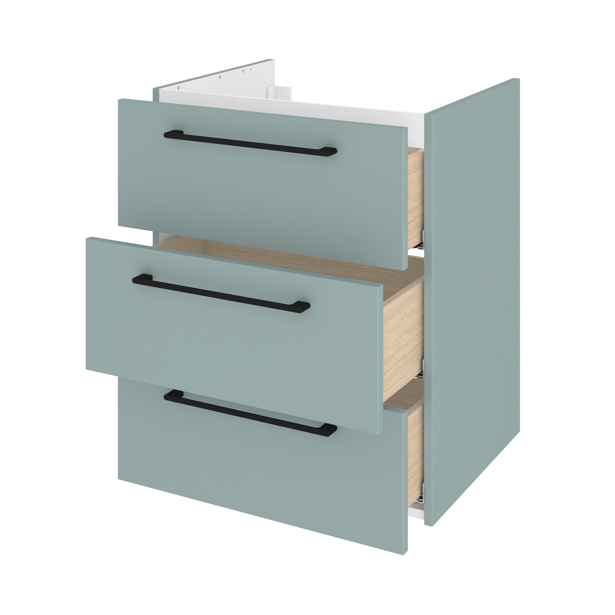 Meuble sous-vasque 3t L.60cm x H.73cm x P.48cm vert celadon Remix - 6