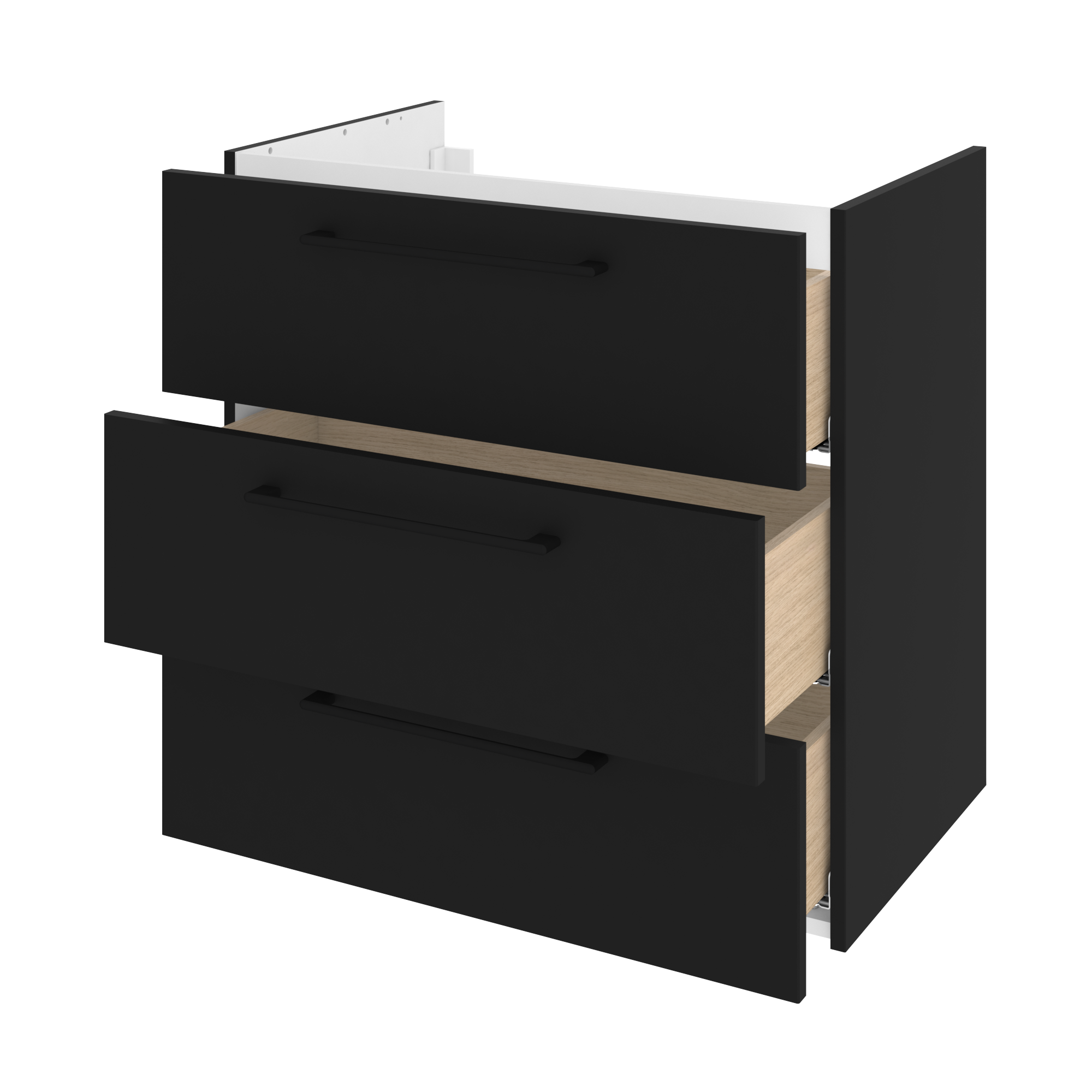 Meuble sous-vasque 3t l.75 x H.73 x P.46 cm noir mat Remix - 6