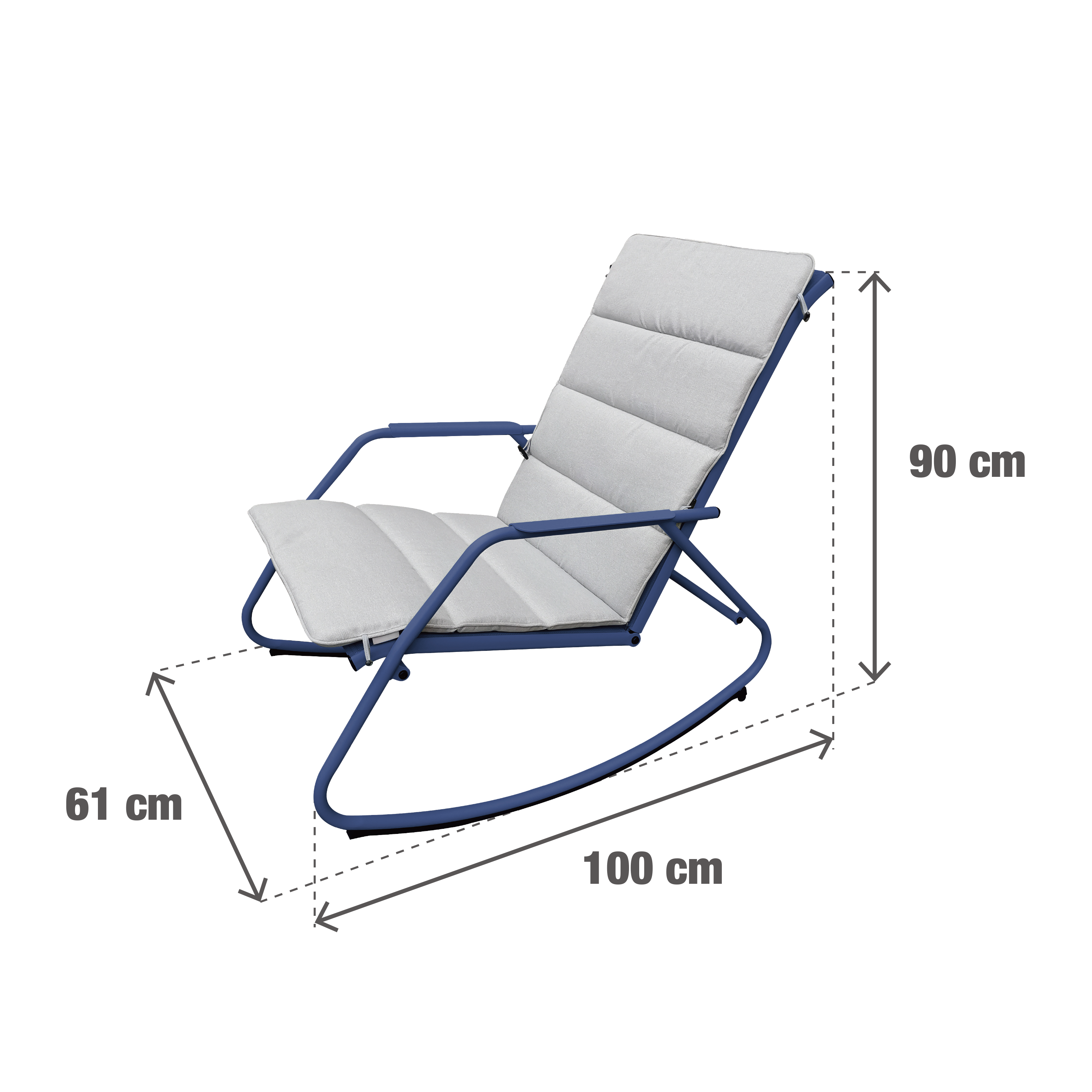 Sillón mecedora de exterior Naterial Lyco de acero azul - 2