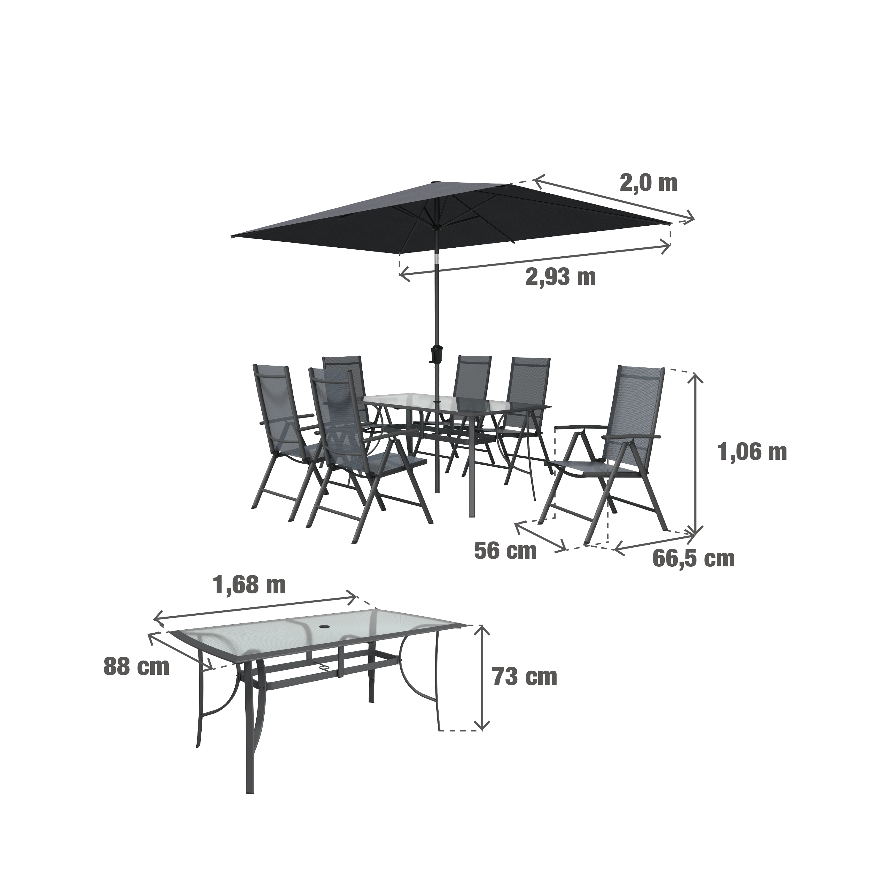 Set de comedor NATERIAL Ovion de aluminio gris para 6 personas - 3