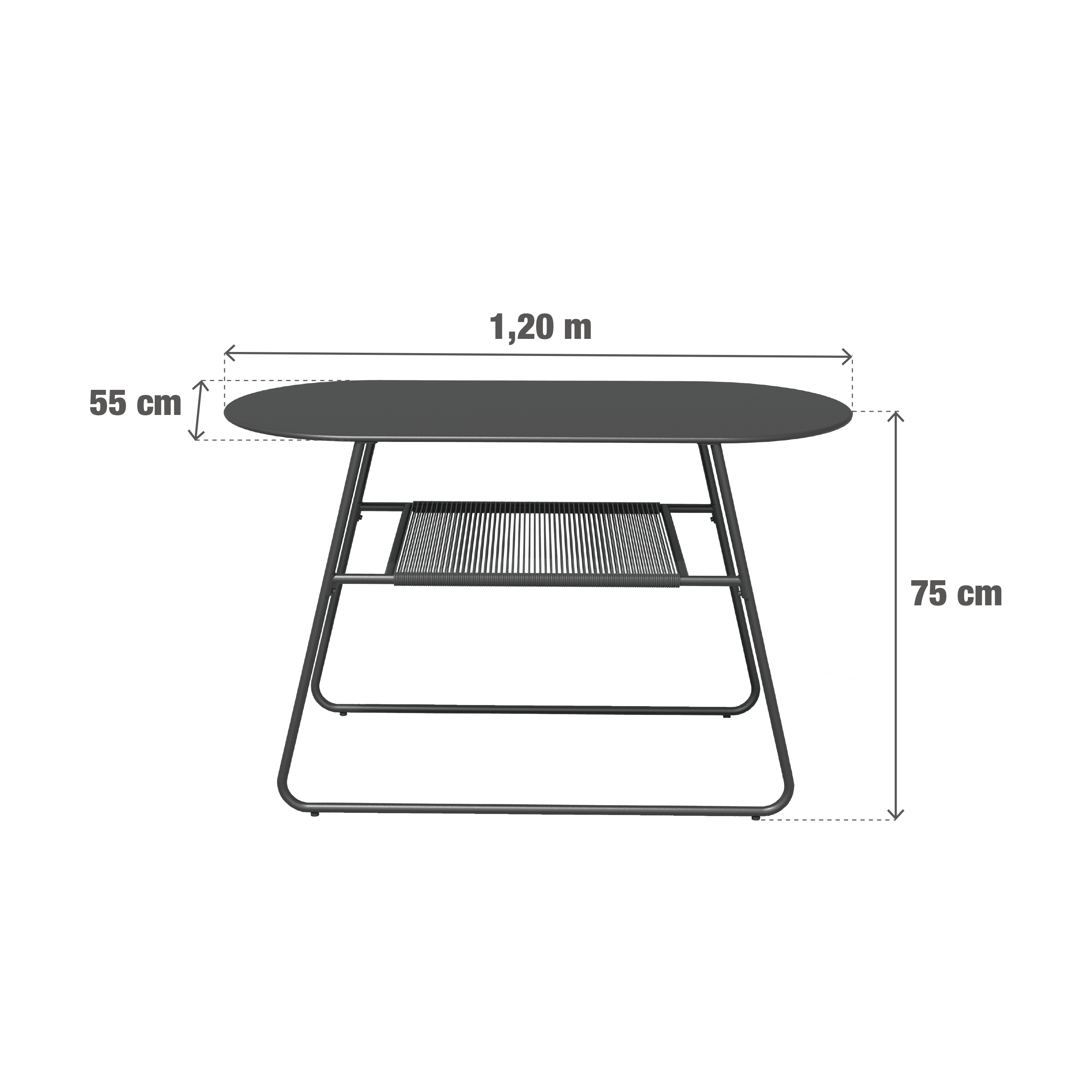 Table de jardin NATERIAL Duo ovale gris 2 personnes - 9