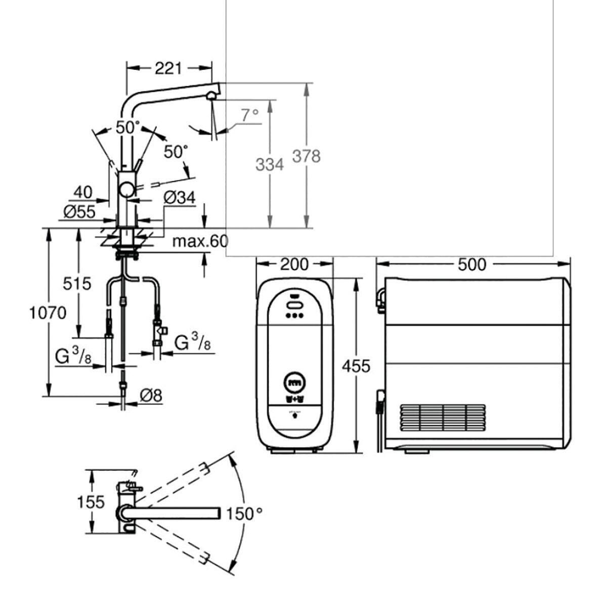 Kit rubinetto e filtro acqua sottolavello  GROHE  sistema filtrazione Blue Home bocca L cr, antiodore/antisapore - 6