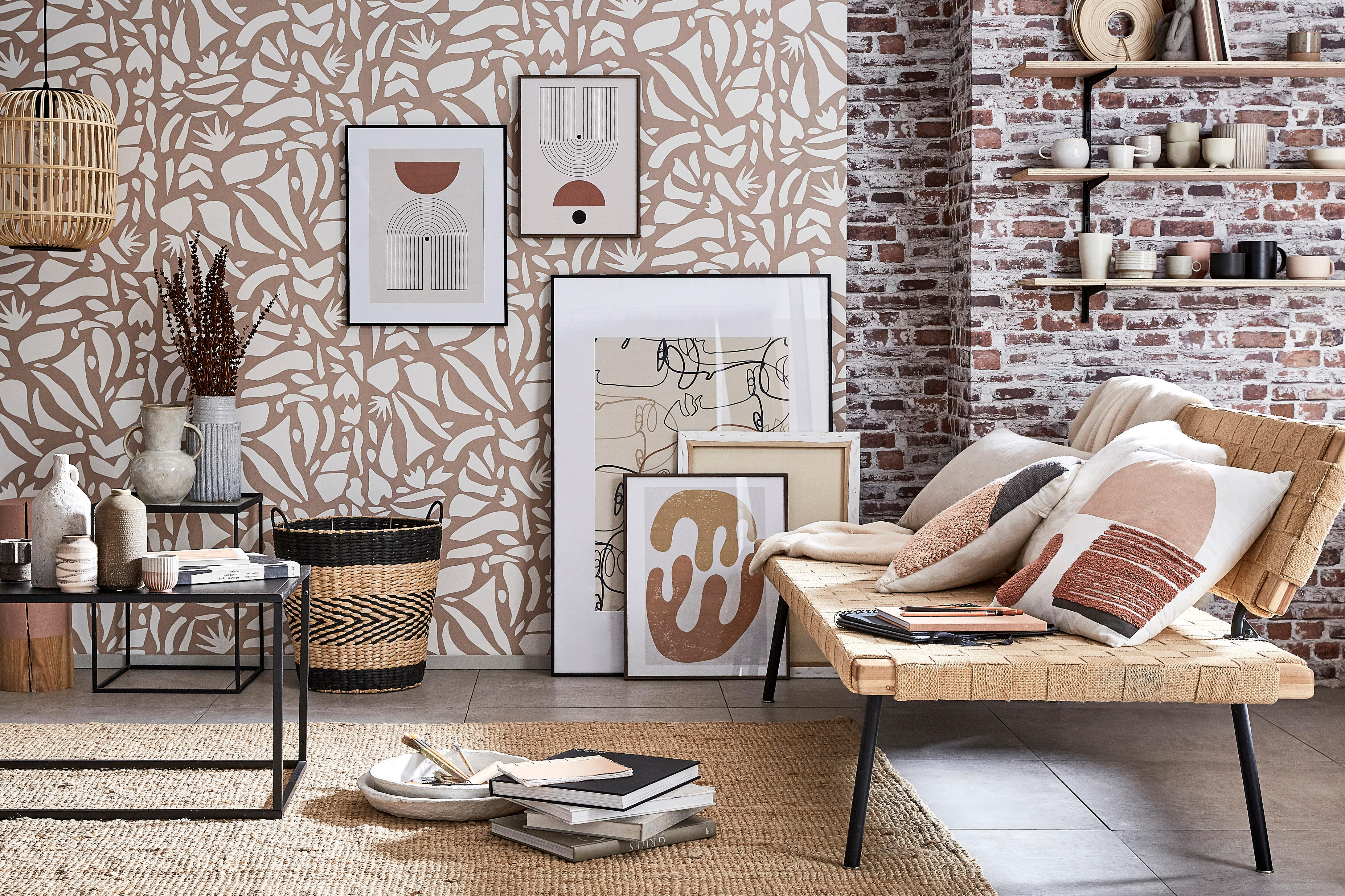 Papier peint intissé Sur intissé brique rouge, gris, effet ancien - 5