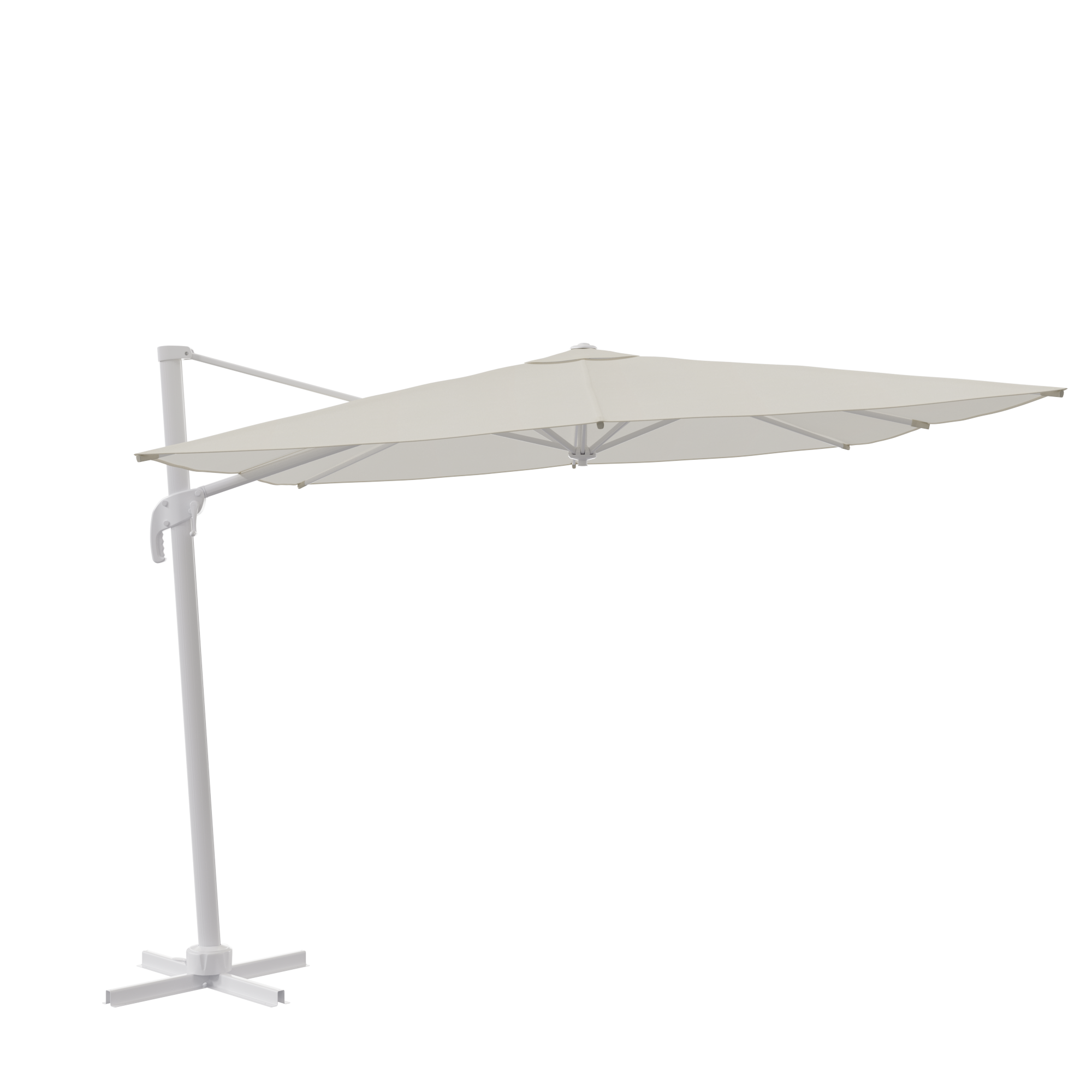 Parasol excéntrico rectangular de aluminio/acero naterial aura blanco 290x390 cm + 4 pies de parasol cuadrado de hormigón de 25 kg