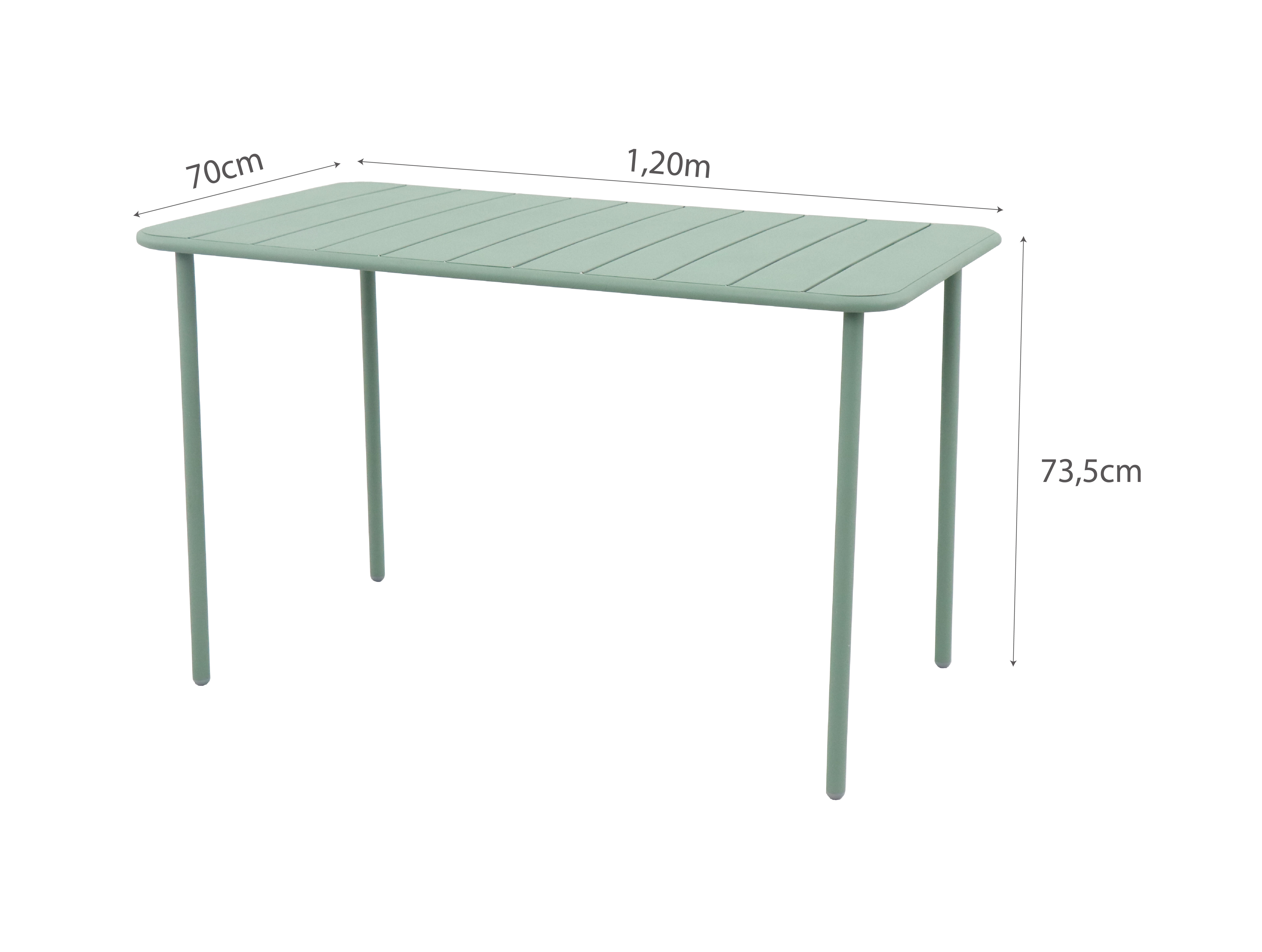 Table de jardin Café rectangulaire en acier vert agave 4 personnes - 6