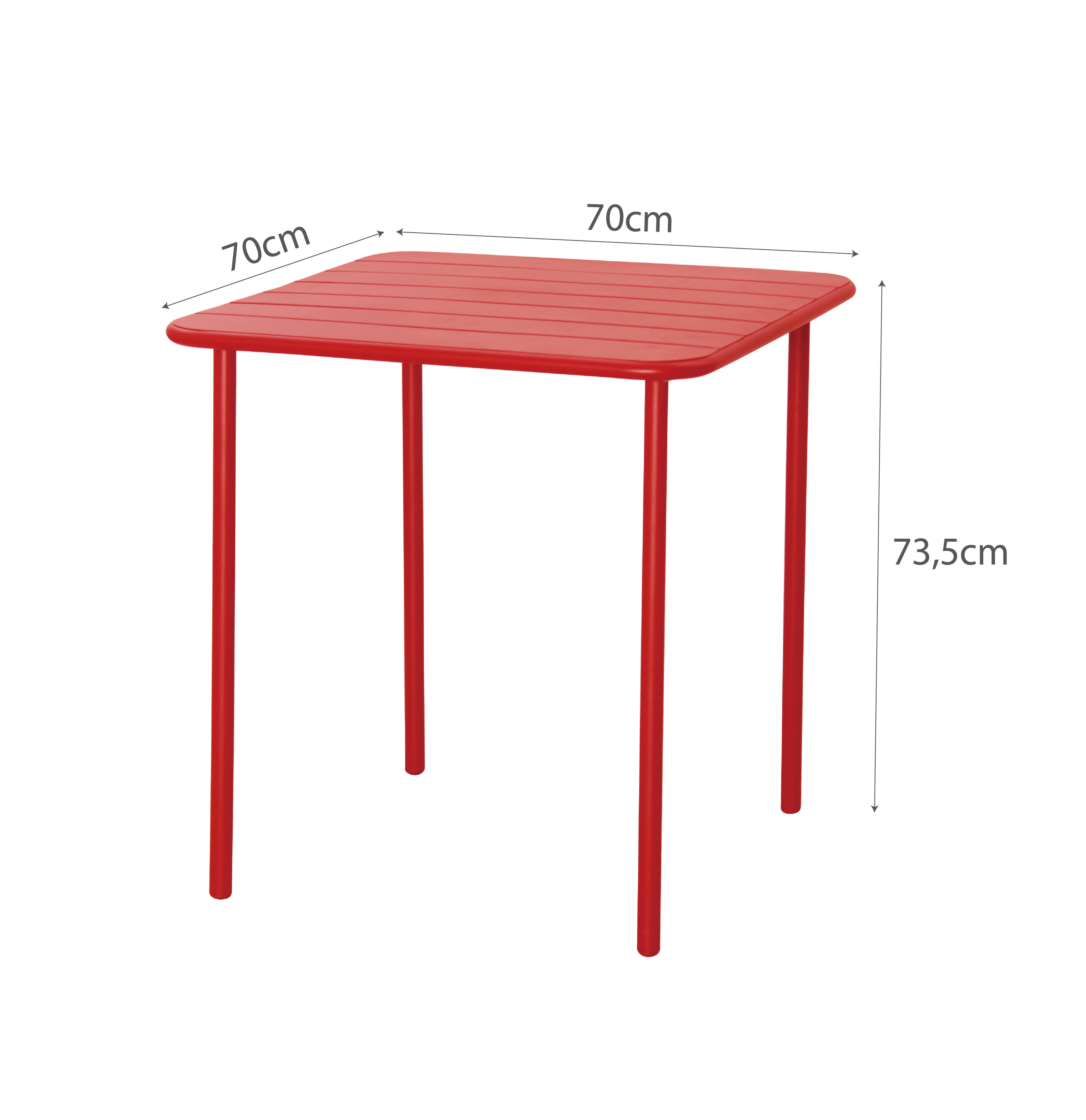 Tavolo da pranzo per giardino Cafe struttura in acciaio con piano in alluminio rosso per 2 persone 70x70cm - 8