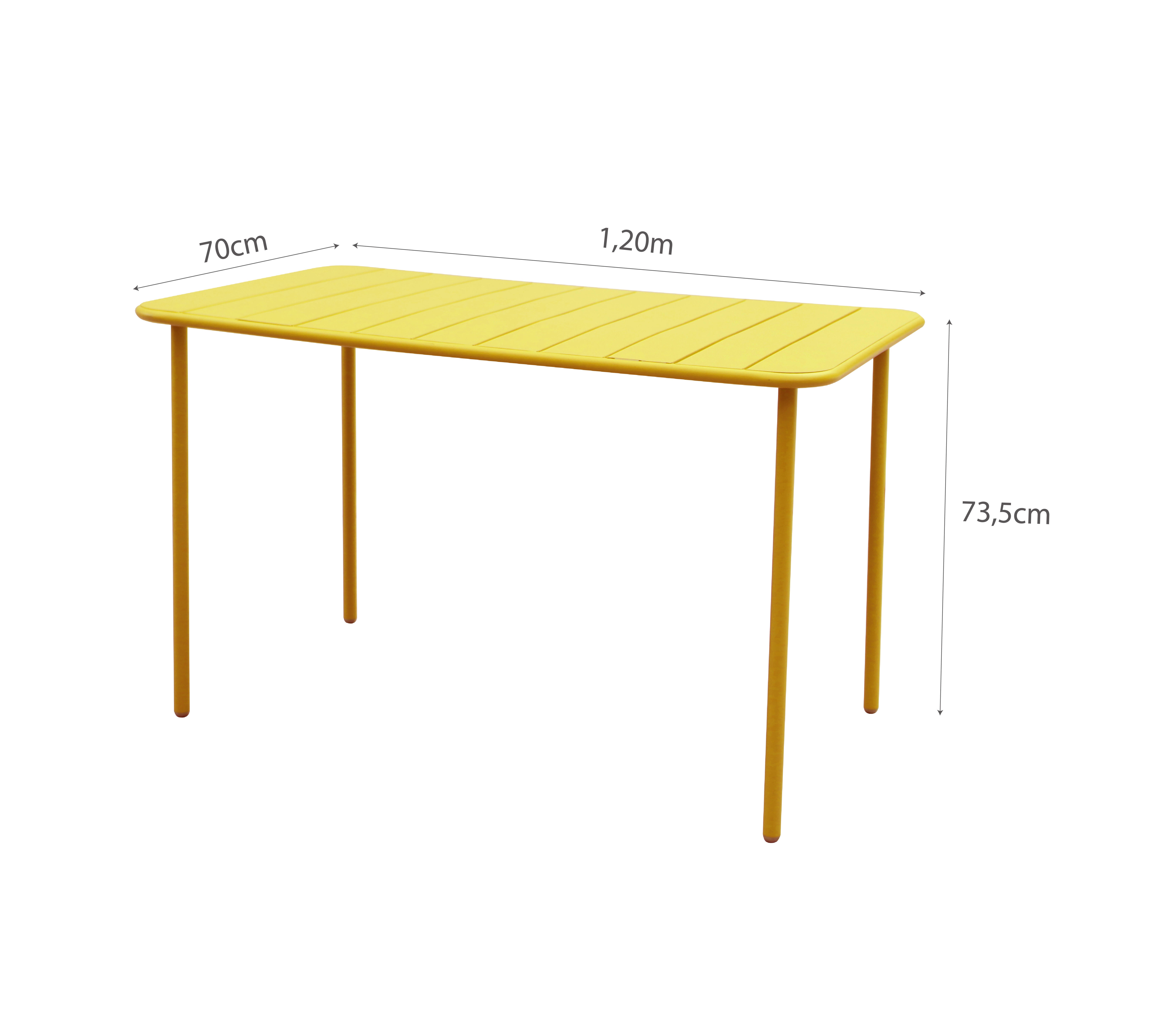 Mesa de metal CAFE 120X70 COLORIS JAUNE - 10