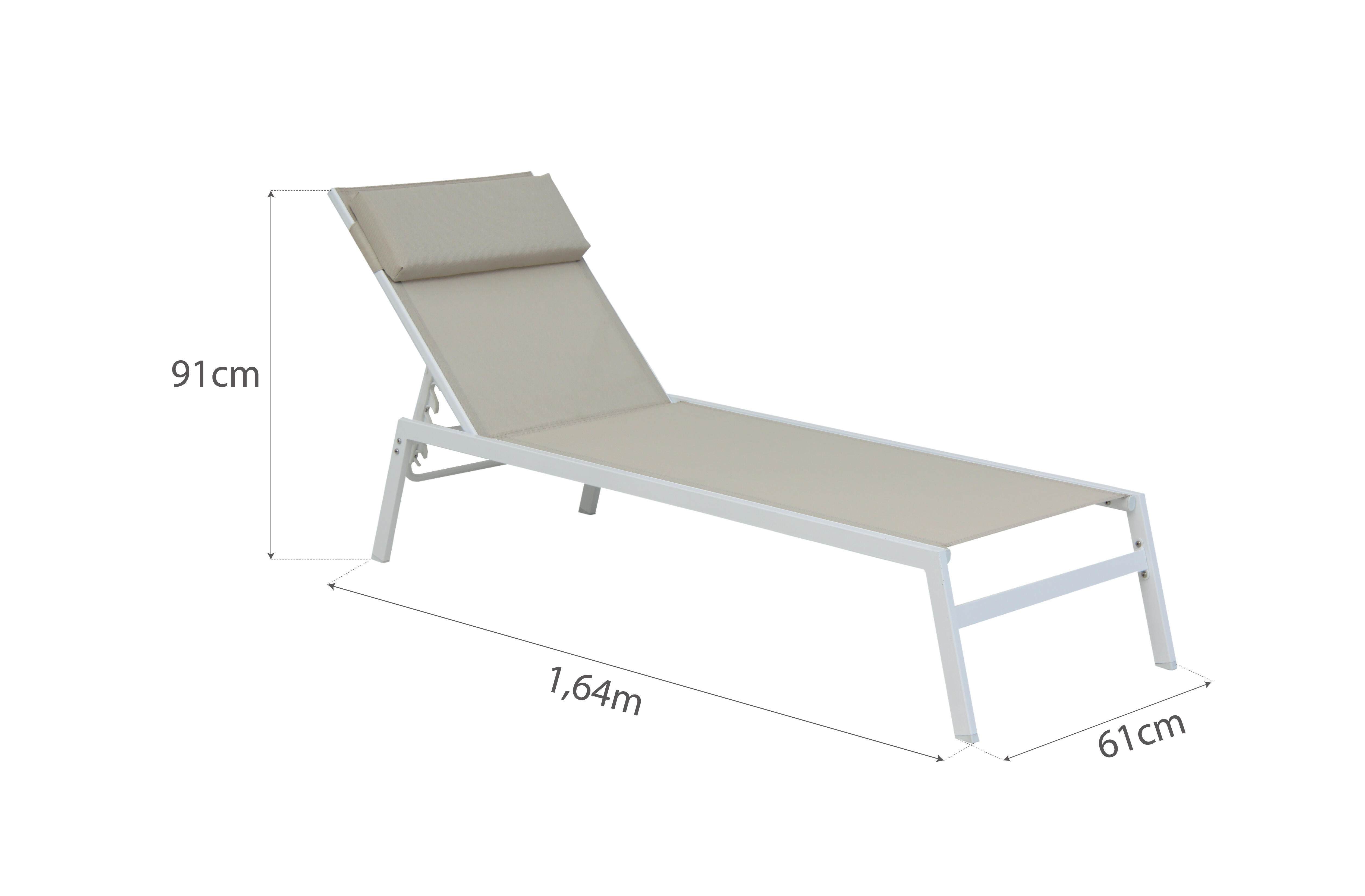 Espreguiçadeira de metal bege Naterial Riba - 7
