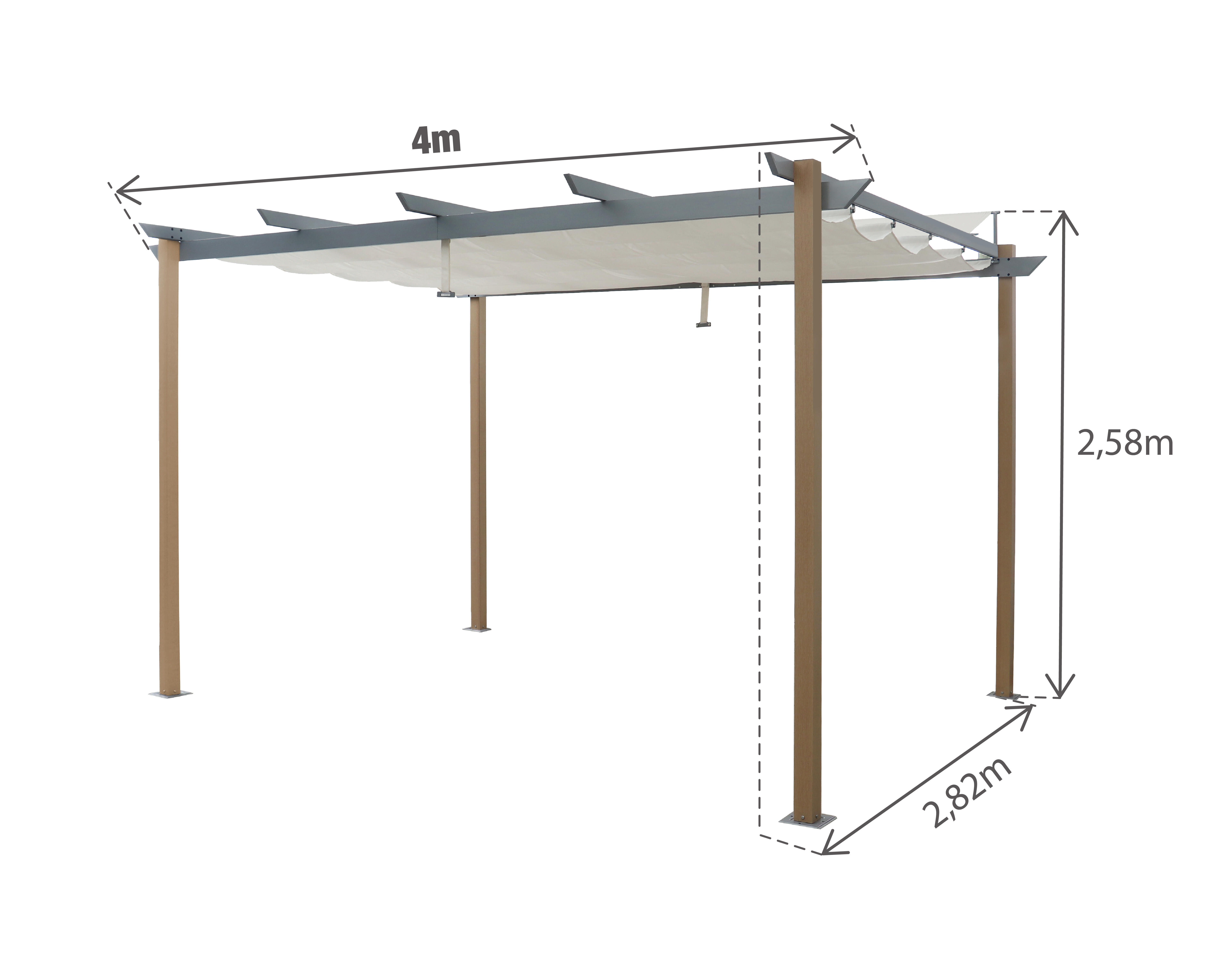 Pergola in alluminio effetto legno copertura mobile 3x4m - Omega NATERIAL - 14