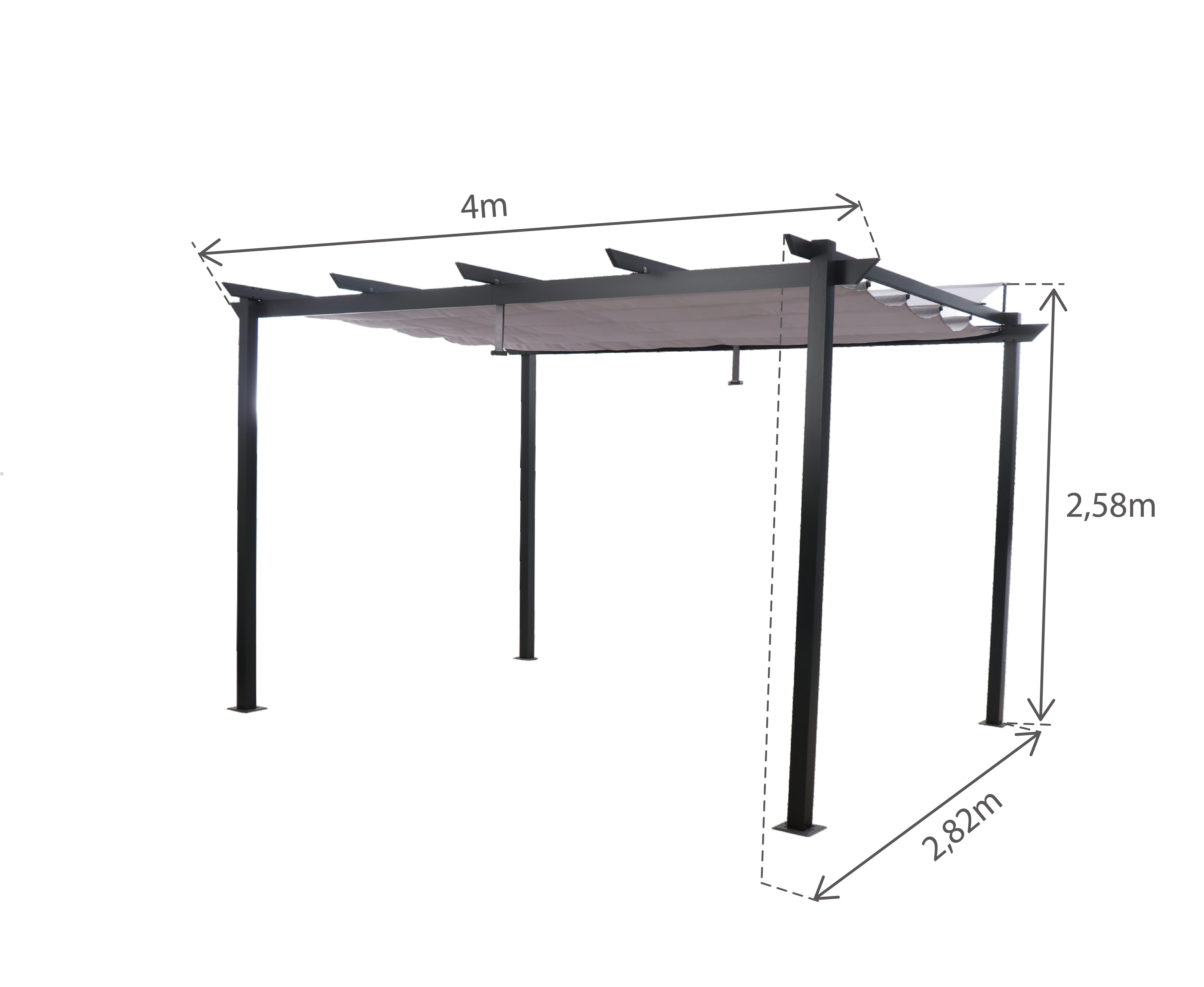 Pergola autoportante Omega, aluminium gris anthracite 2.85X4 m - 6
