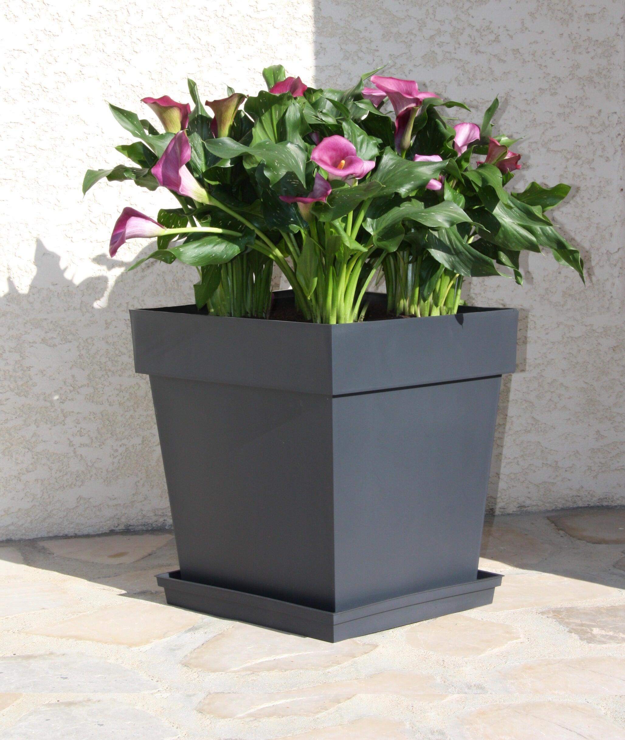 Pot de fleur carré EDA L. 39 x l. 39  x H.39 cm anthracite - 3