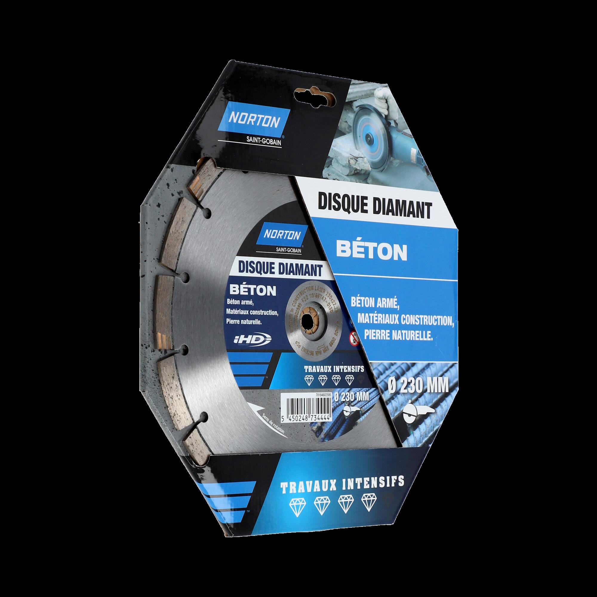 Disque diamant intensif segmenté pour matériaux de construction NORTON,Diam230mm - 5