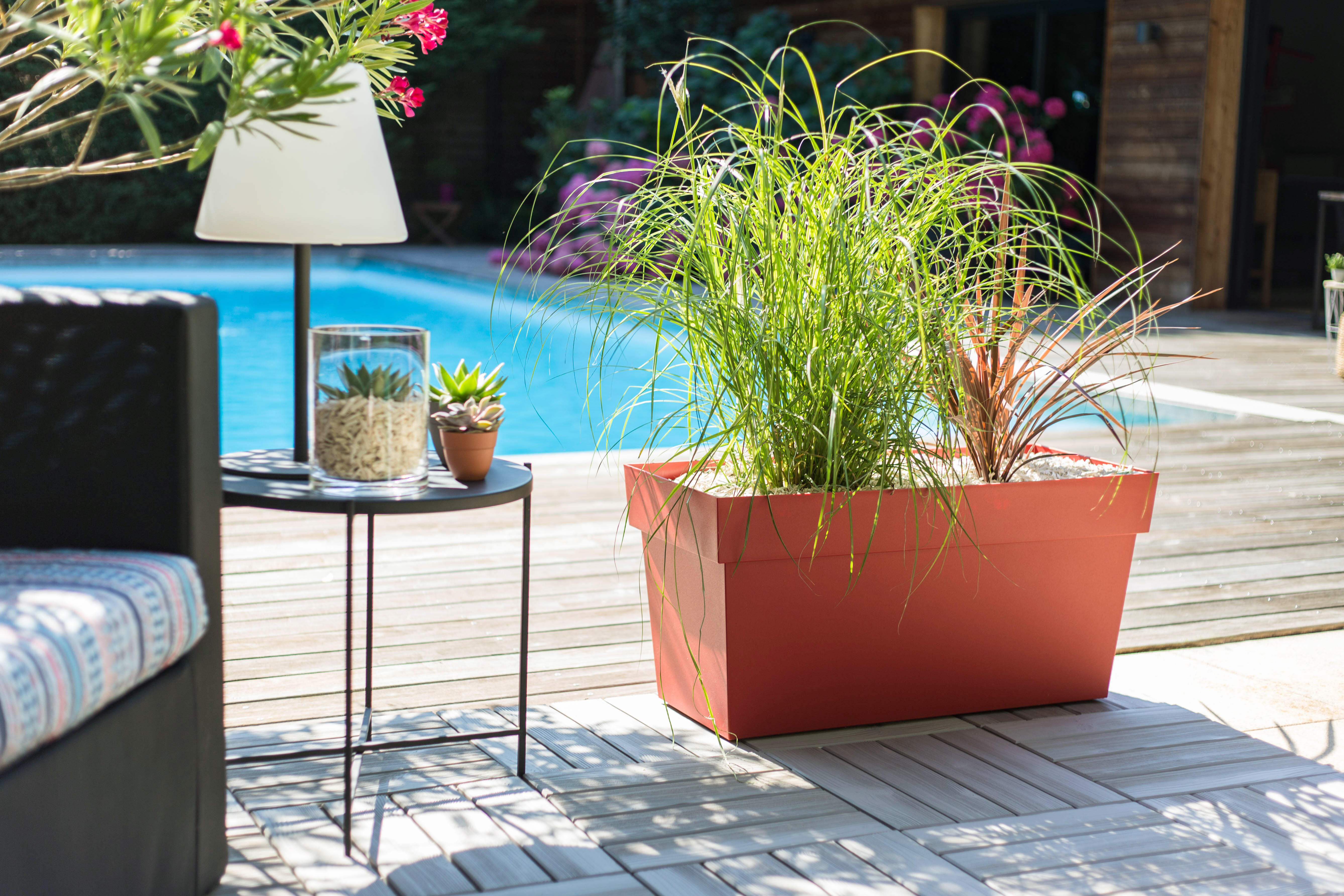 Jardinière polypropylène à réserve d'eau EDA L.79 x l.35 x H.39 cm rouge rubis - 2