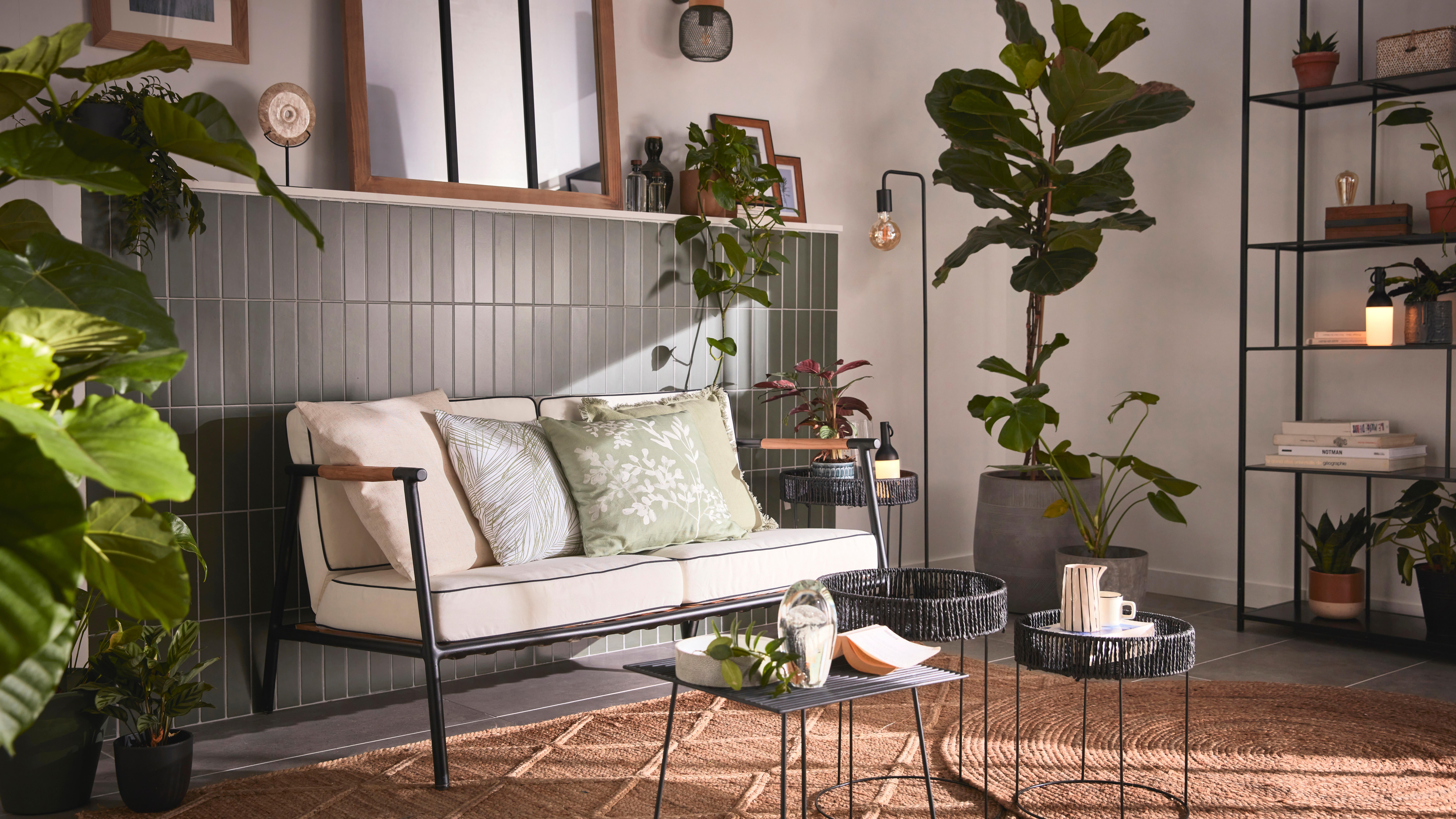 Lampe Erika, coton, noir, H.61.5 cm, E27 - 2